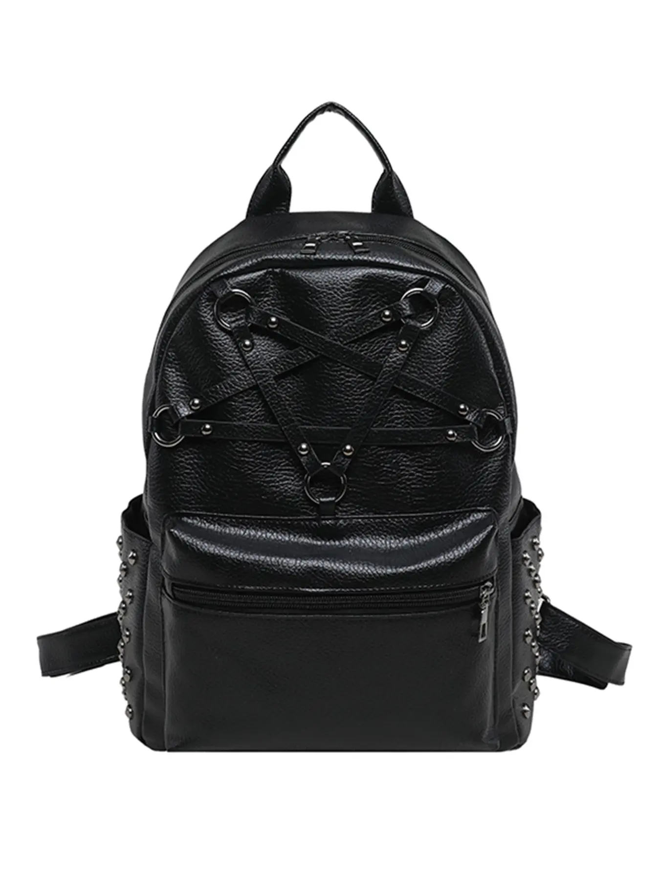 Y2K Punk Style Star Buckle Backpack, PU Leather Texture, Waterproof Large Capacity, Unisex School Bag, Perfect for Travel & Daily Use, Fashion Backpack