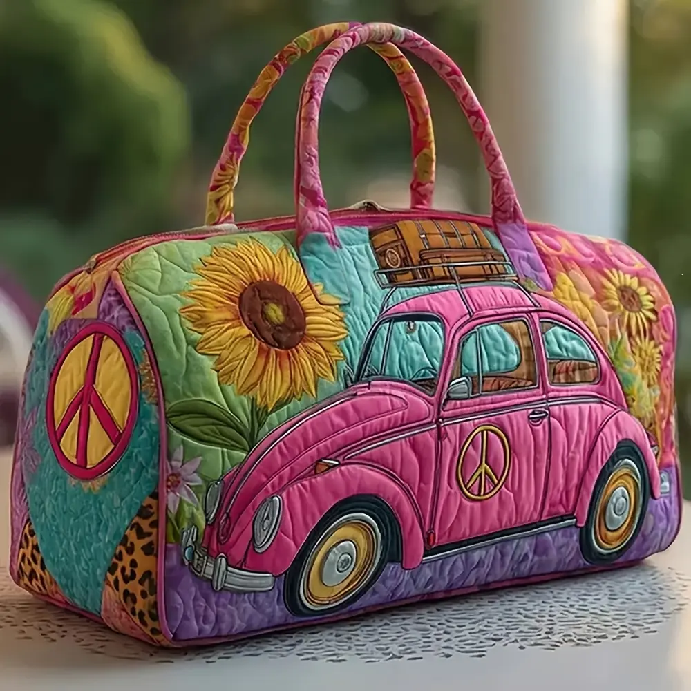 Quilted Travel Tote Bag - Lightweight Multi-Functional Carryall, Extra-Large Capacity, Zipper Closure, Travel-Friendly Design, Portable Carry On for Airplanes, Weekender Bag (Vacation, Commuting Use)