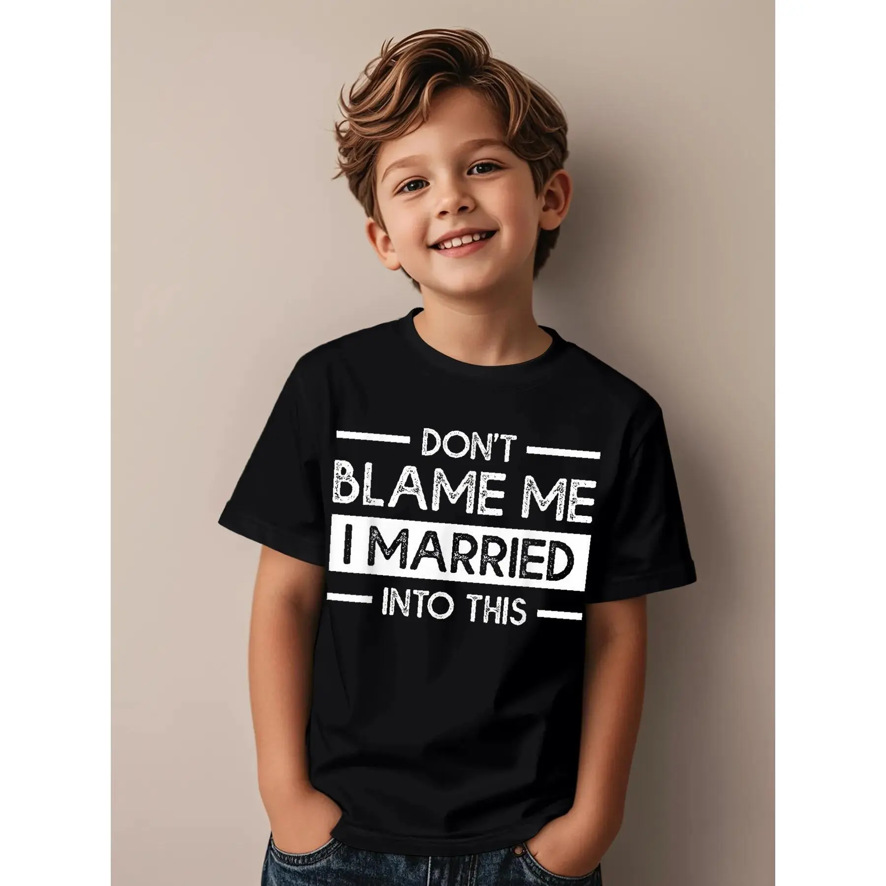 Don't Blame Me I Married Into This Funny Family Reunion Funny Aesthetic Graphic Kid T-Shirt Popular Kid T Shirts Trending Tops Tees for Kid