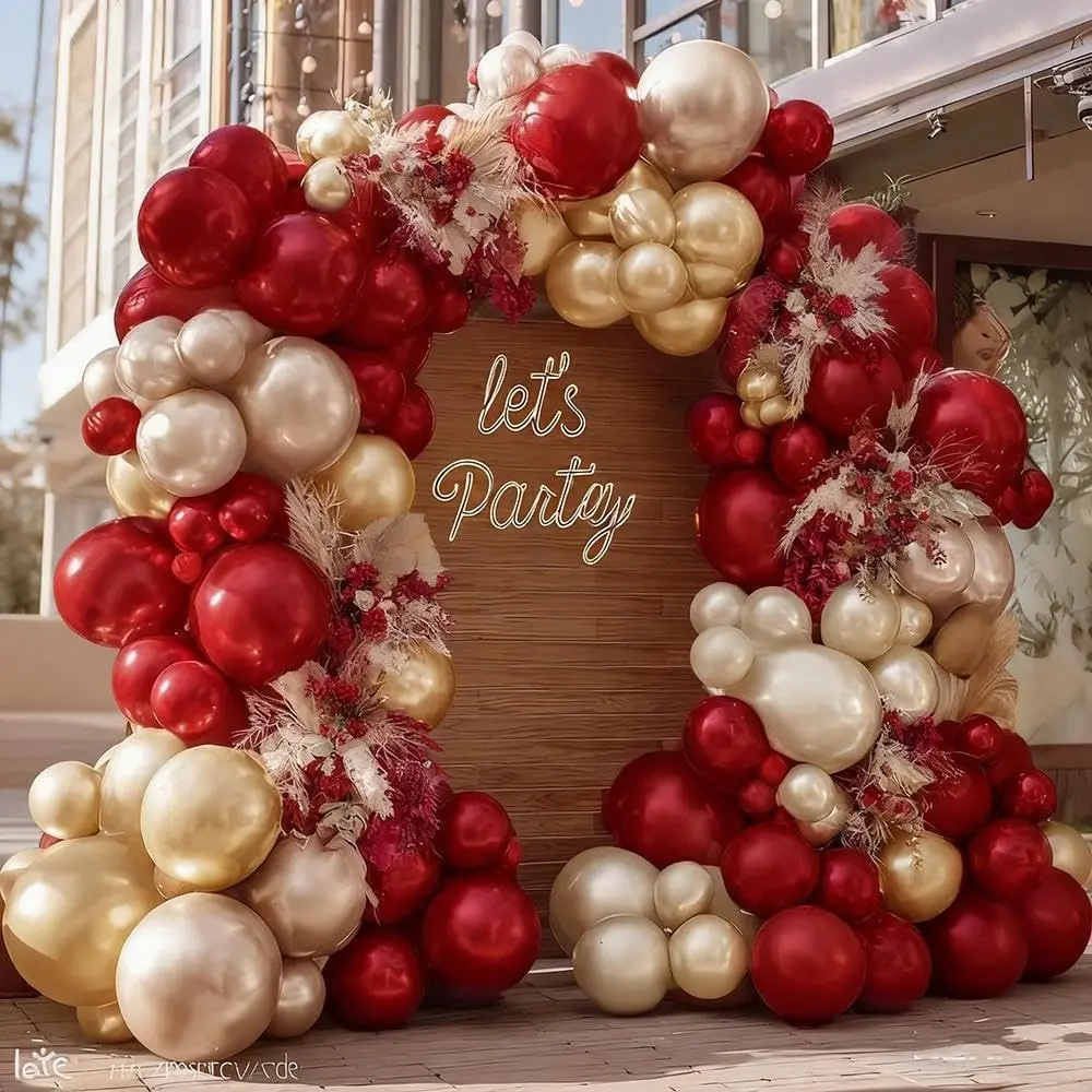 Burgundy  Balloon Garland  Dark Red Rose  Maroon Champagne Balloon Arch Kit for Birthday Wedding Bridal Graduation Anniversary Party Decorations