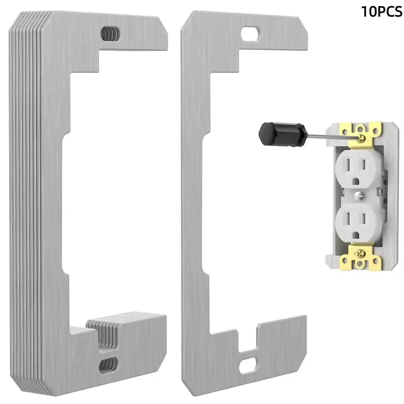 10-Piece Wall Panel Divider Set Flat Device Adjustment Plate, Power Outlet Repair Kit, Loose Socket and Electrical Box Fixing Tools, Metal Construction