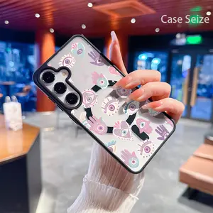 Phone Case: Mystic Eyes Hands and Hearts with Pastel Stars and Light Vibes Black Border Magnetic Phone Case, Anti-Yellowing, Slim Lightweight & Bare Feel, Luxury Premium Design for Samsung Galaxy S22 S23Fe S24 S25 Plus Ultra, Trendy &