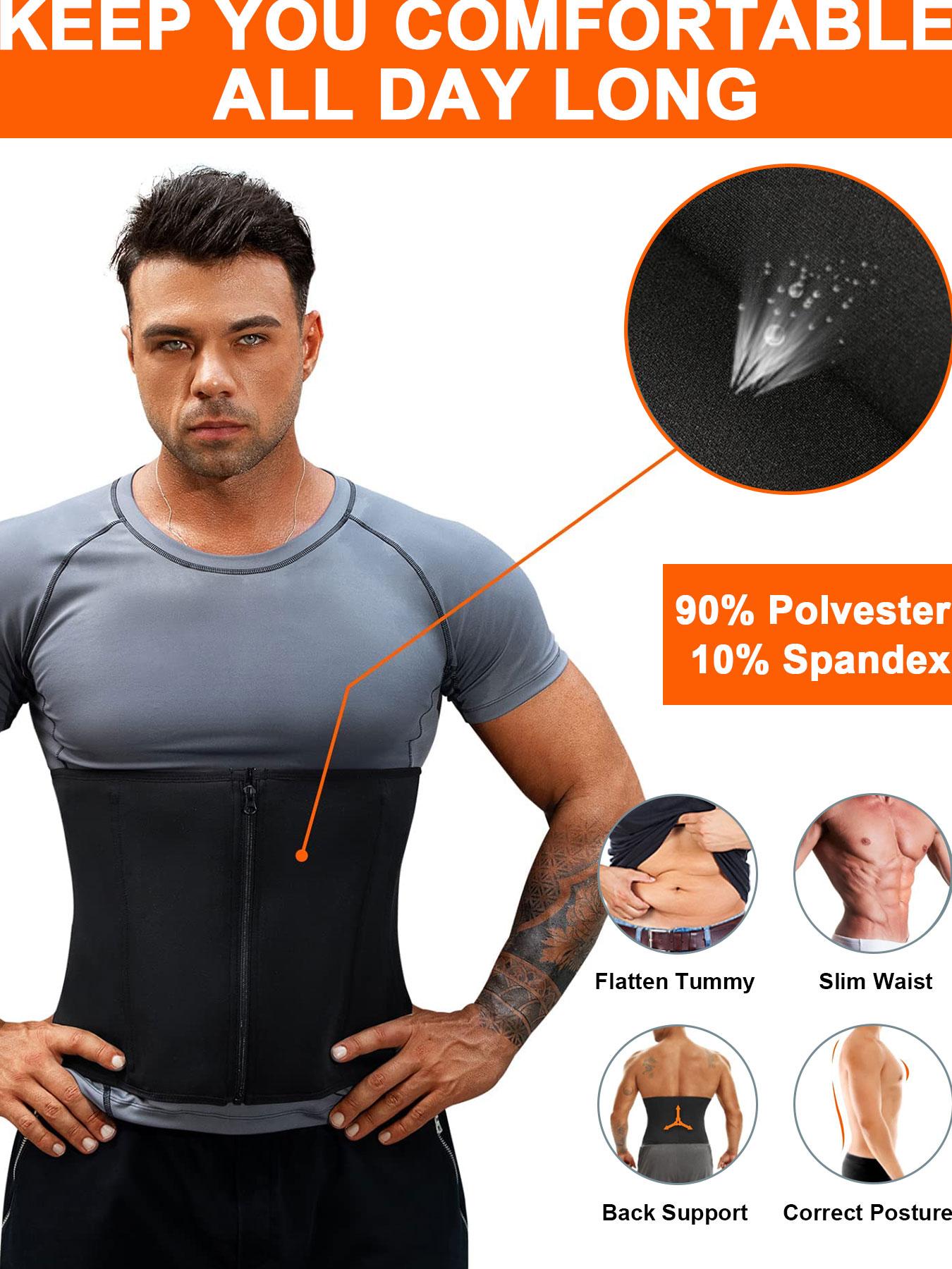 Men's Solid Zipper Waist Trainer, Waist Trimmer Cincher, Breathable Comfortable Tummy Control Shaper, Shapewear, Waist Cincher for Men, Shaper for Daily Wear