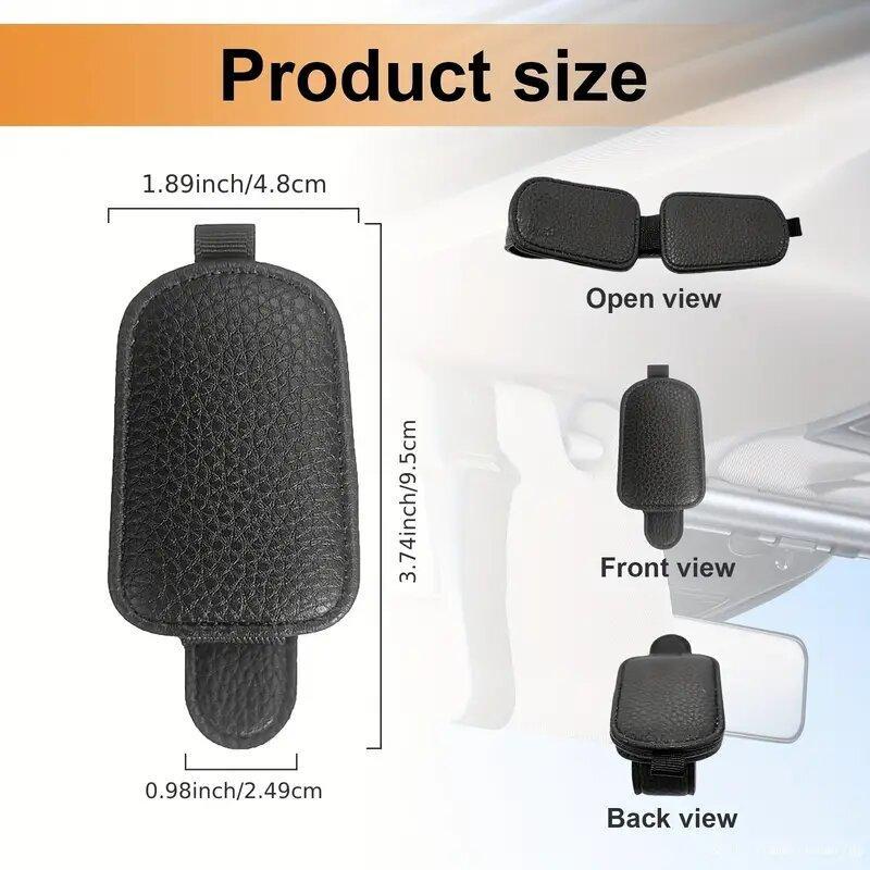 Car Sun Visor Sunglasses Holder, 1 Count Magnetic PU Leather Sunglasses Holder & Bill Card Holder, Car Organizer, Car Storage Organizers, Universal Car Interior Accessories