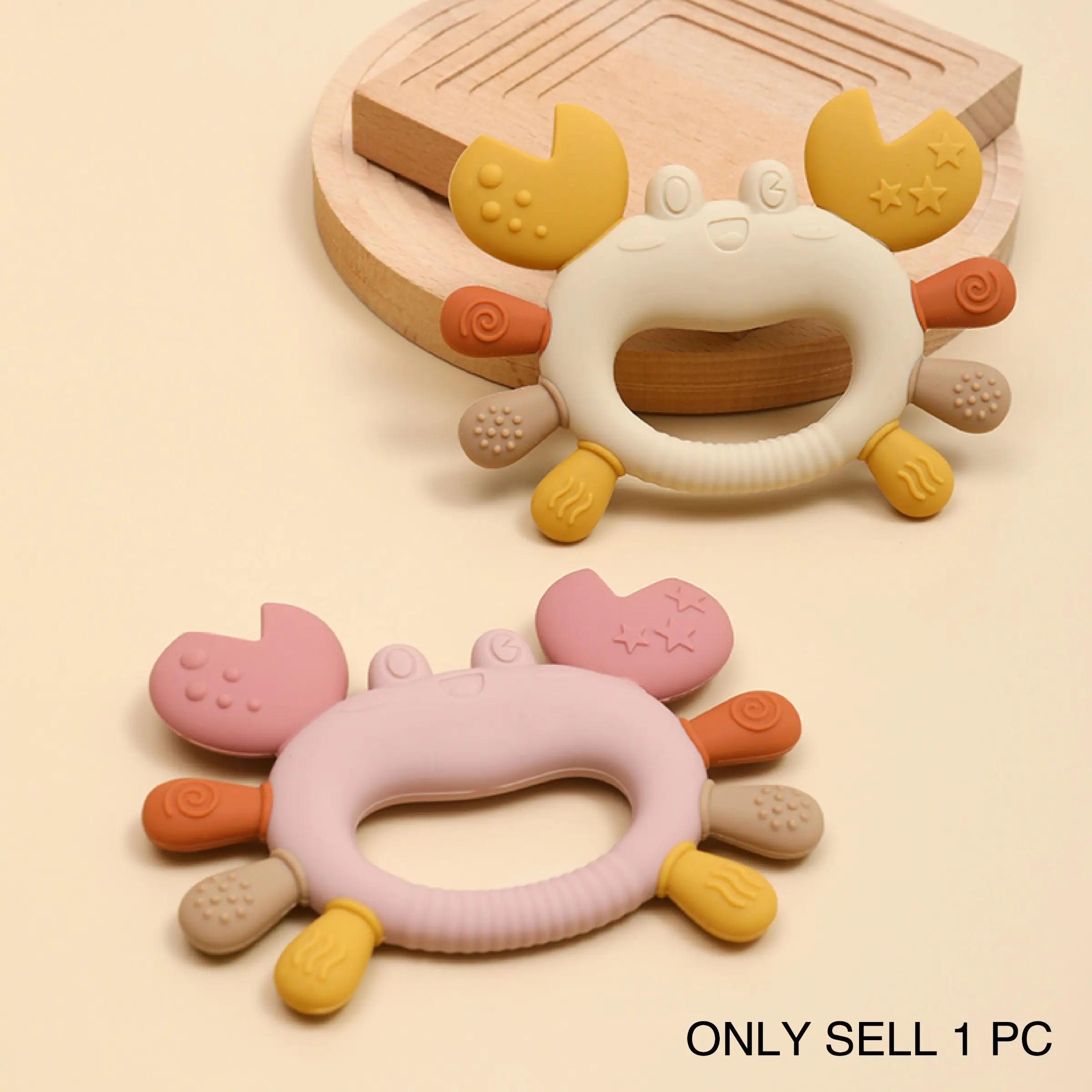 BPA-Free Silicone Teething Toy Crab Shape, Safe Newborn Baby Teether, Sensory Teether Gift, Christmas & Halloween Present Idea, Non-Toxic Material for Infants
