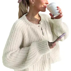 Yimoon Womens Cardigan Sweater Button Down Long Sleeve Chunky Soft Knit Sweater Fall Open Front Loose Casual Cardigan Coat