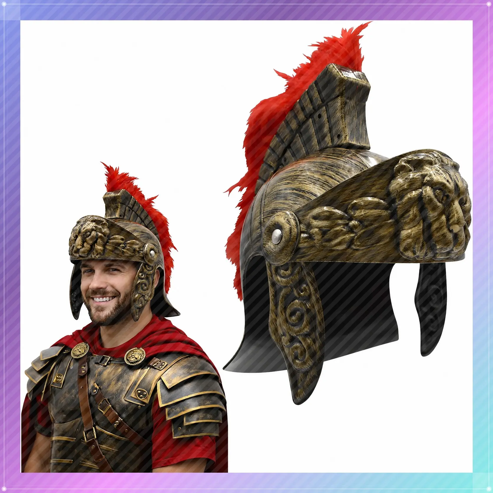 Roman Gladiator Spartan Knight Helmet, Historical Costume Armor - Roman Soldier LookGift