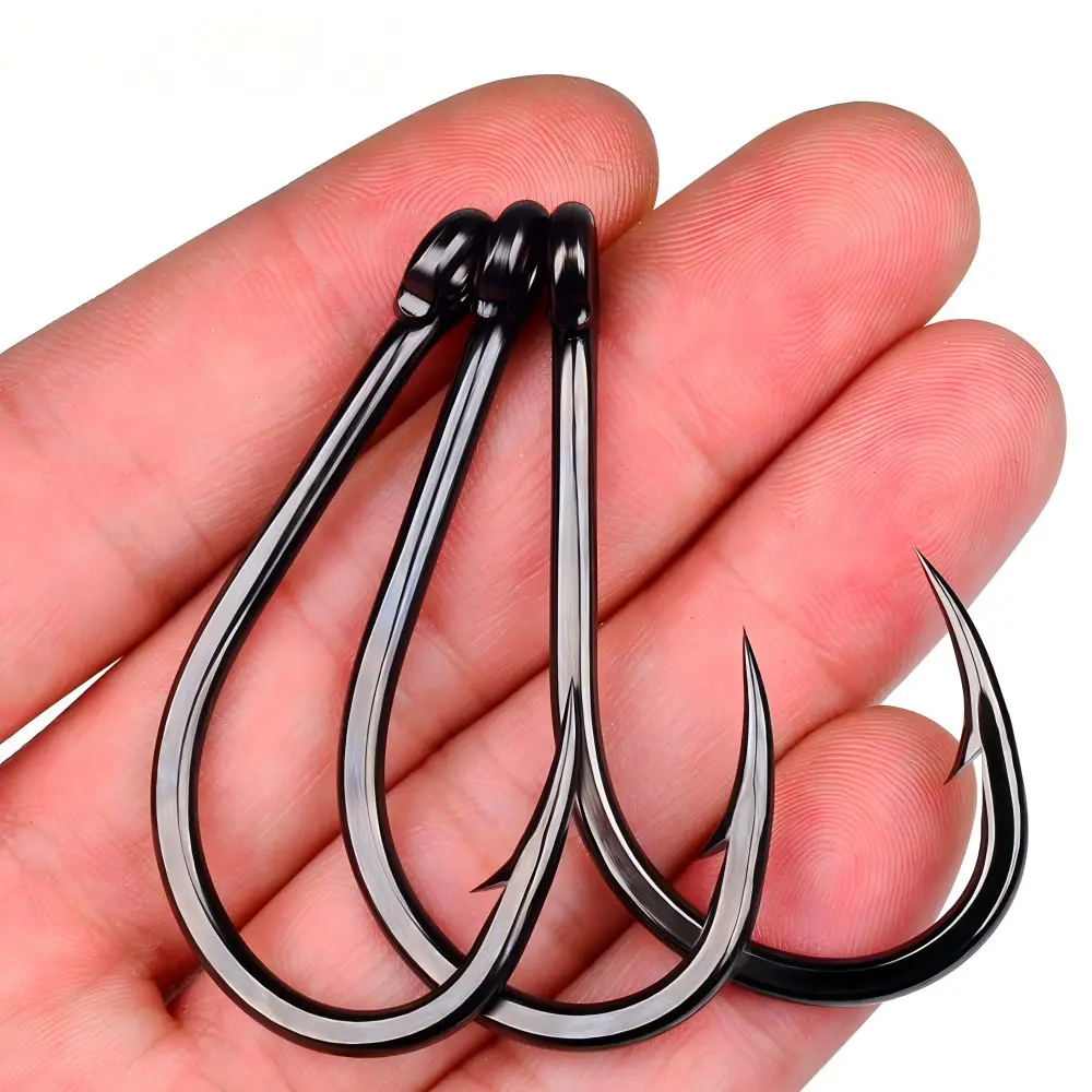 50pc/150pc High Carbon Steel Octopus Fishing Hooks, Barbed Baitholder, Heavy-Duty Jig Bait Hooks, Sizes 1/0-10/0, Freshwater Saltwater Fishing, Fishing Tackle