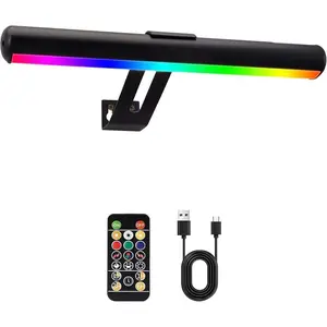 Battery Operated Wireless Wall Picture Light, 48 LED 16 Color Changing Dartboard Light with 2 Bases for Paintings Art Display, Black