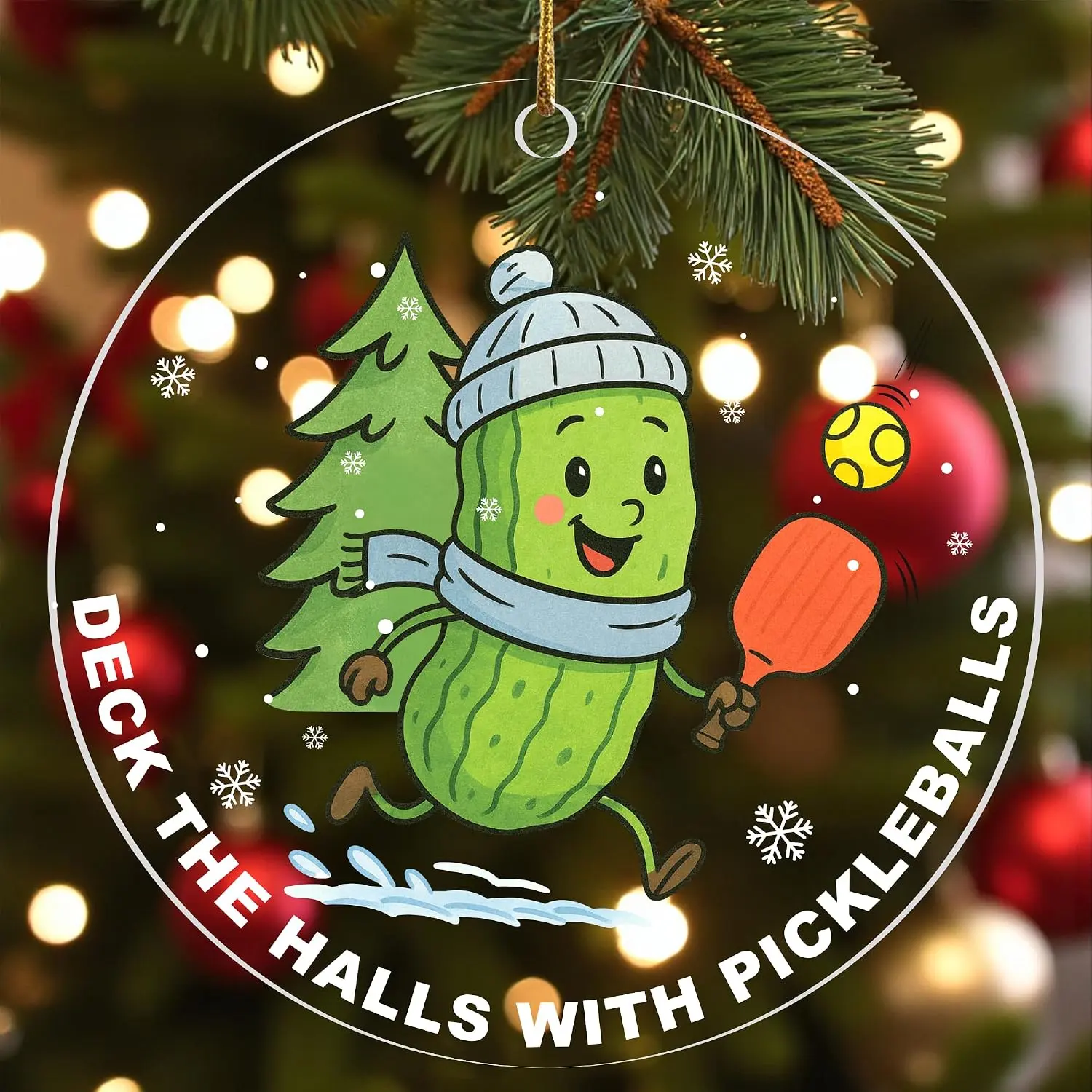 Deck The  with Pickleballs Ornament, Funny  Pickleball Ornament for Christmas Tree, Cute Pickle Gifts for Women & Men, Family, , Pickleballs  Acessories