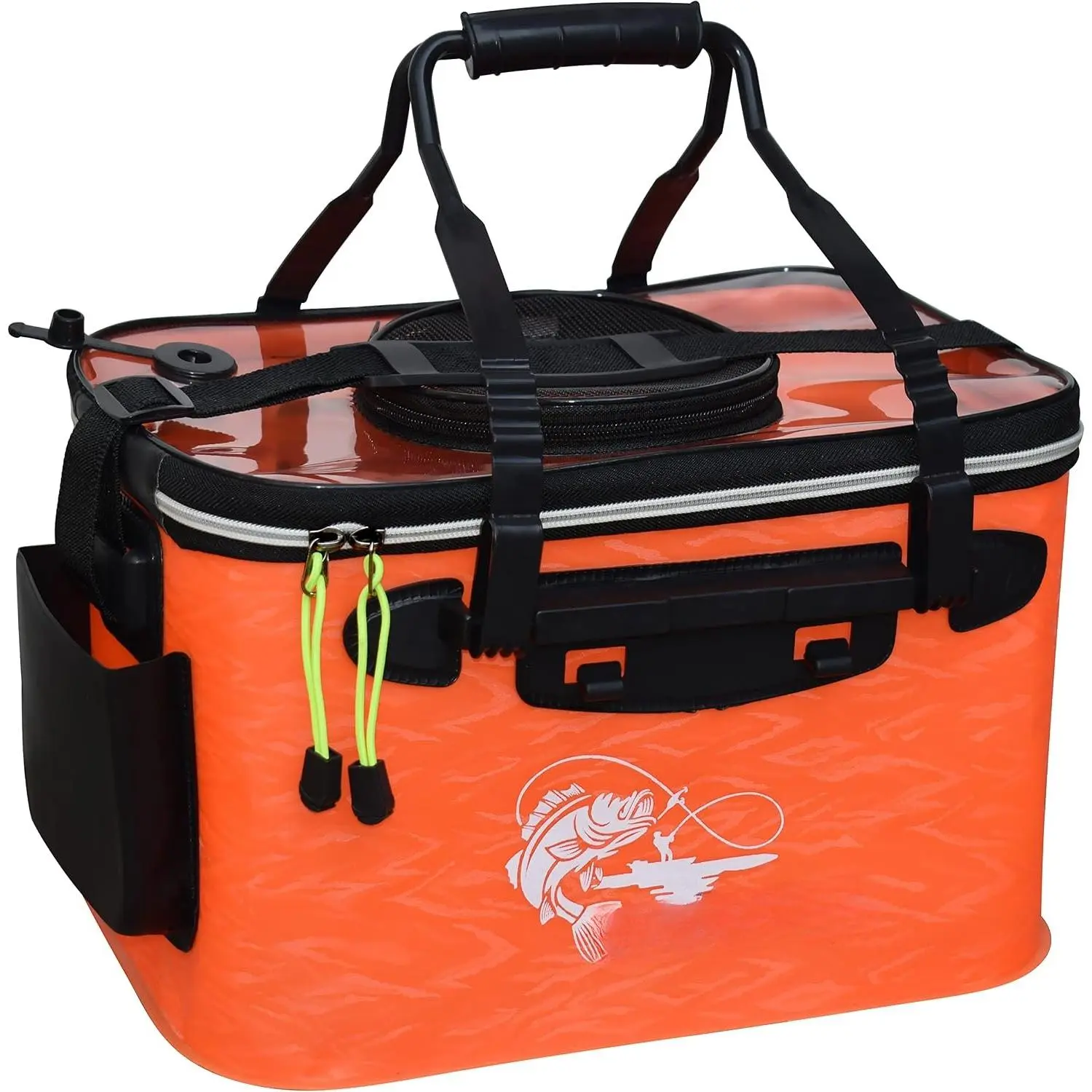Transparent Top Cover Fishing Bucket, Foldable Fish  Bucket, Multifunctional Minnow Bucket, Live Fish Container, Fish Protection Bucket, Outdoor Camping Fishing Bag.