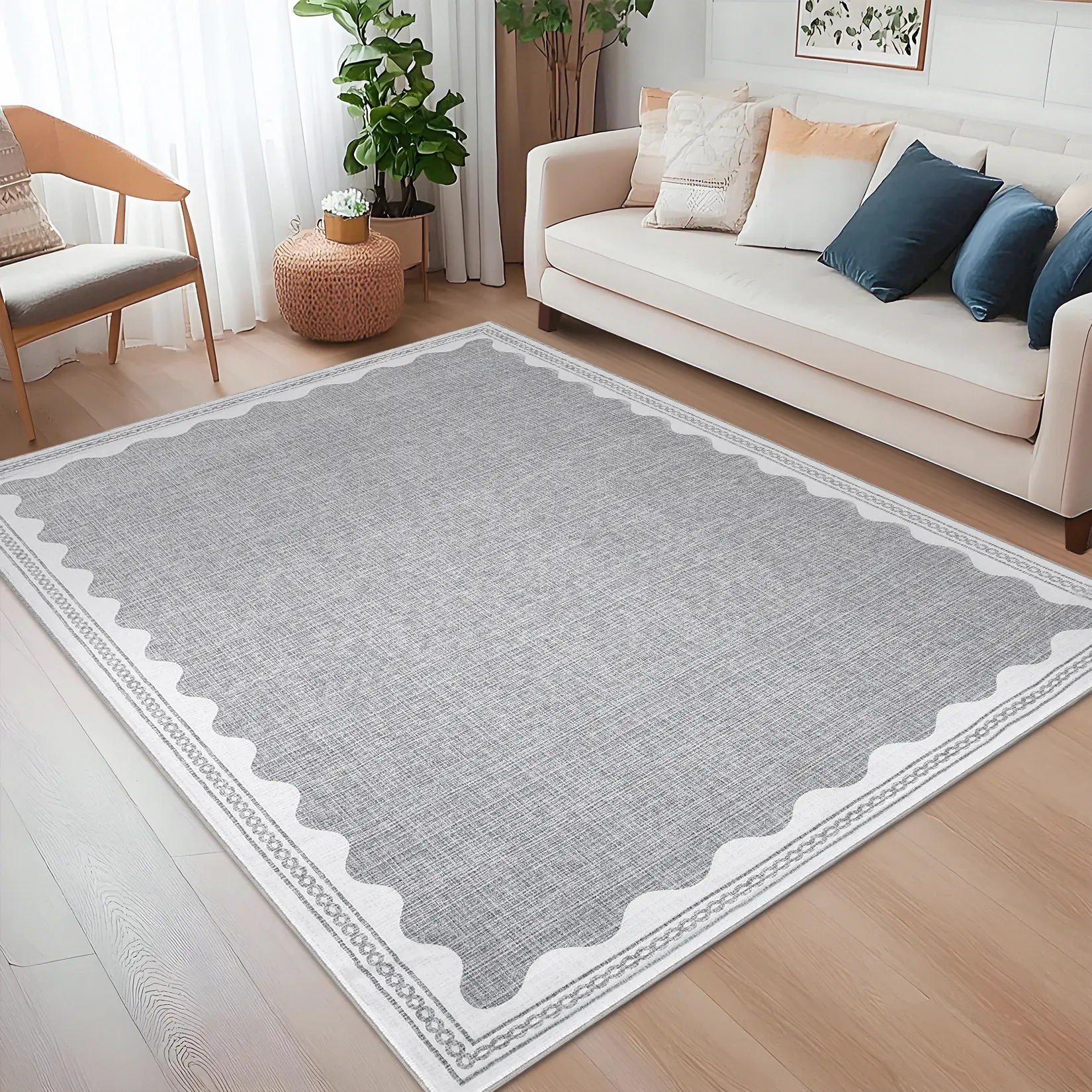 Runner Rug Washable Long Non Slip Carpet Runner Foldable Non Slip Bordered Accent Rug Non Shedding Low Pile Stain Resistant Indoor Mat for Laundry, Kitchen