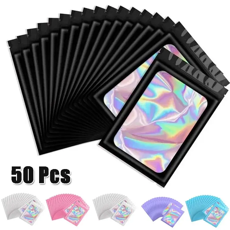 50Pcs Self Sealing Bag, Plastic Storage Bags, Resealable Pouches, Snack and Candy Packaging Bag, Sealed and Preserved Nuts, Tea Leaves, Coffee Beans, Hair Accessories, Earrings, DIY Small Accessories Individually Packaged