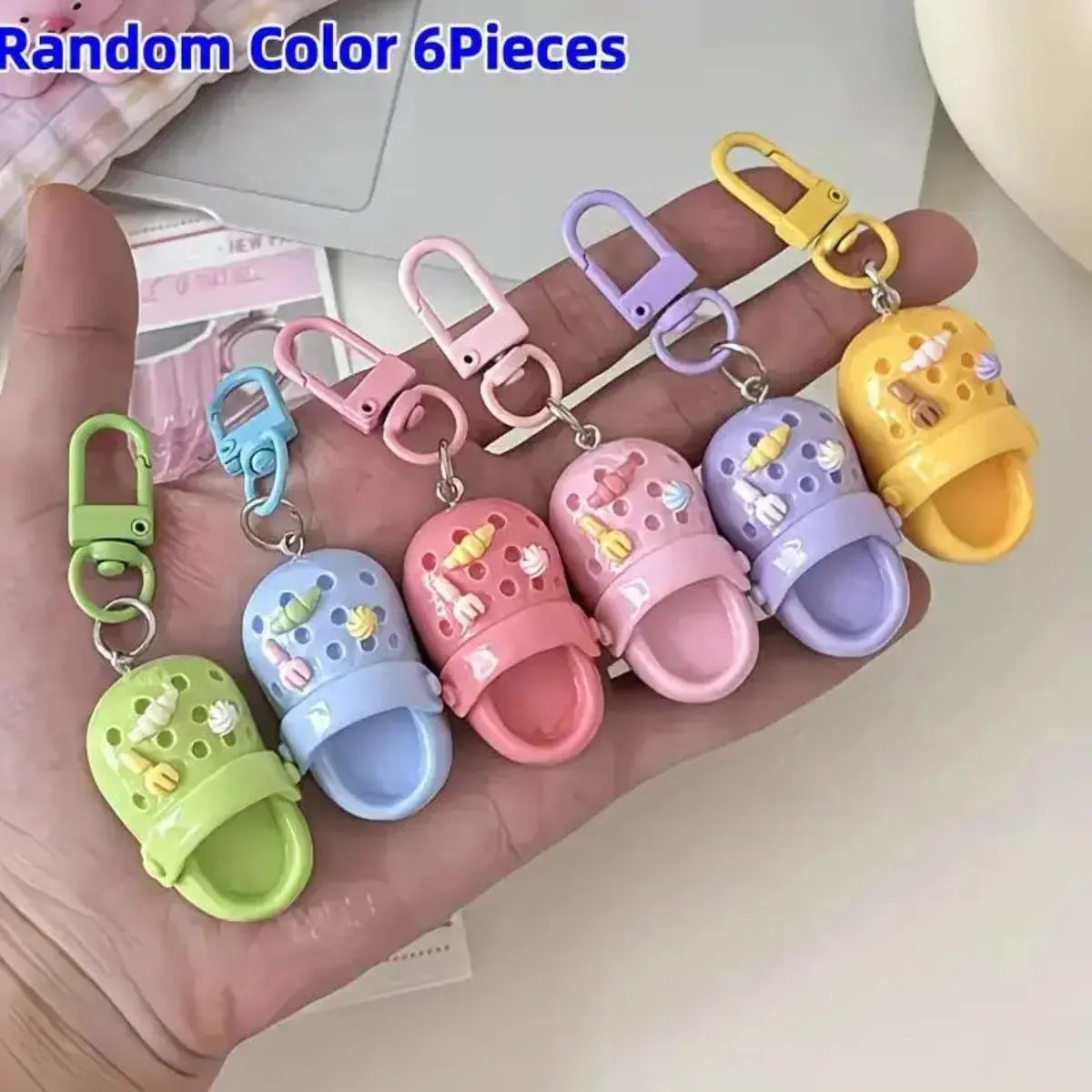 6-Pack Cute Resin Keychains - Sports & Outdoor Nylon Accessories Set with Creative Slide Buckle, Cute Accessories for Purses, Daily Use Bags, Backpack Charms