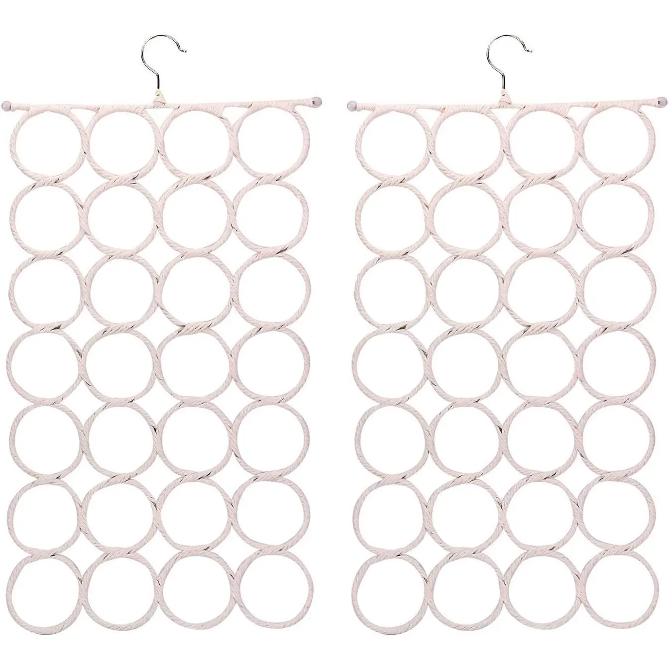 Pack of 2 Scarf Hanger Holder Organizer Space Saver for Tie, Belt, Scarves, Socks - White