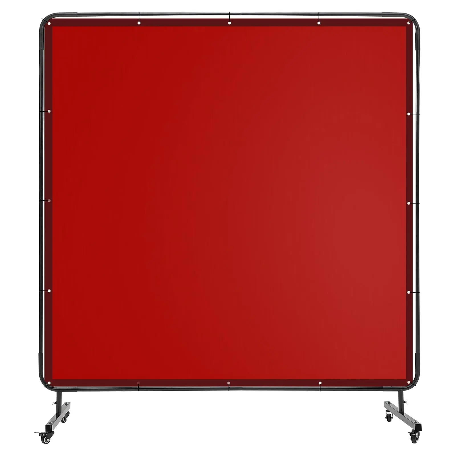 Garvee 6 ft x6 ft Welding Screen with Frame, Flame-Resistant Transparent Vinyl Welding Curtain, 4 Swivel Wheel Mobile Welding Safety Partition with UV Protection for Workshops, Red