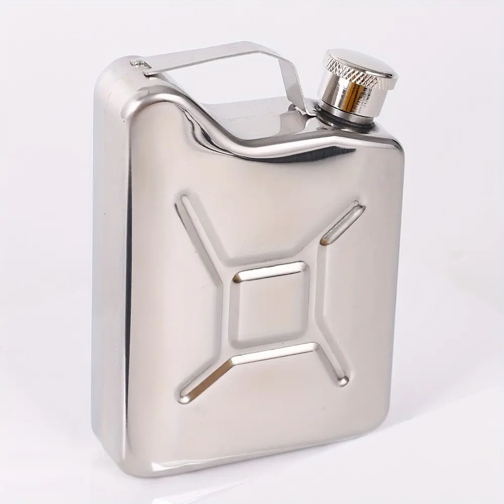 1pc 5 Oz Stainless Steel Hip Flask, Portable Outdoor Mini Liquid Container, Wine Barrel Design, Multifunctional Pocket Flask for Wine Oil Storage
