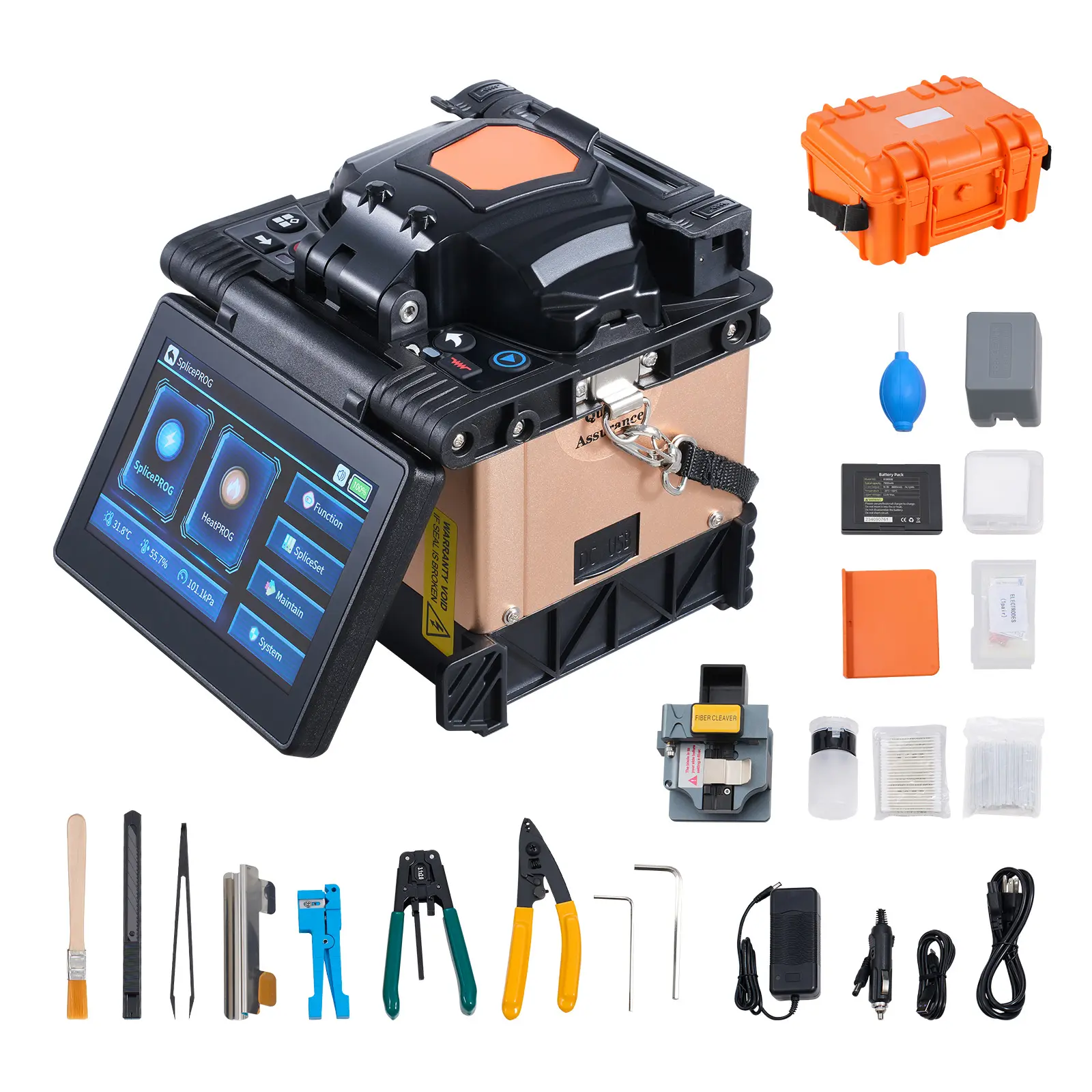 4-Motor Fiber Fusion Splicer Tool, 7800mAh Battery Capacity, Sturdy, High Splicing Efficiency, Free Stand (for Home Improvement & Building Supplies)