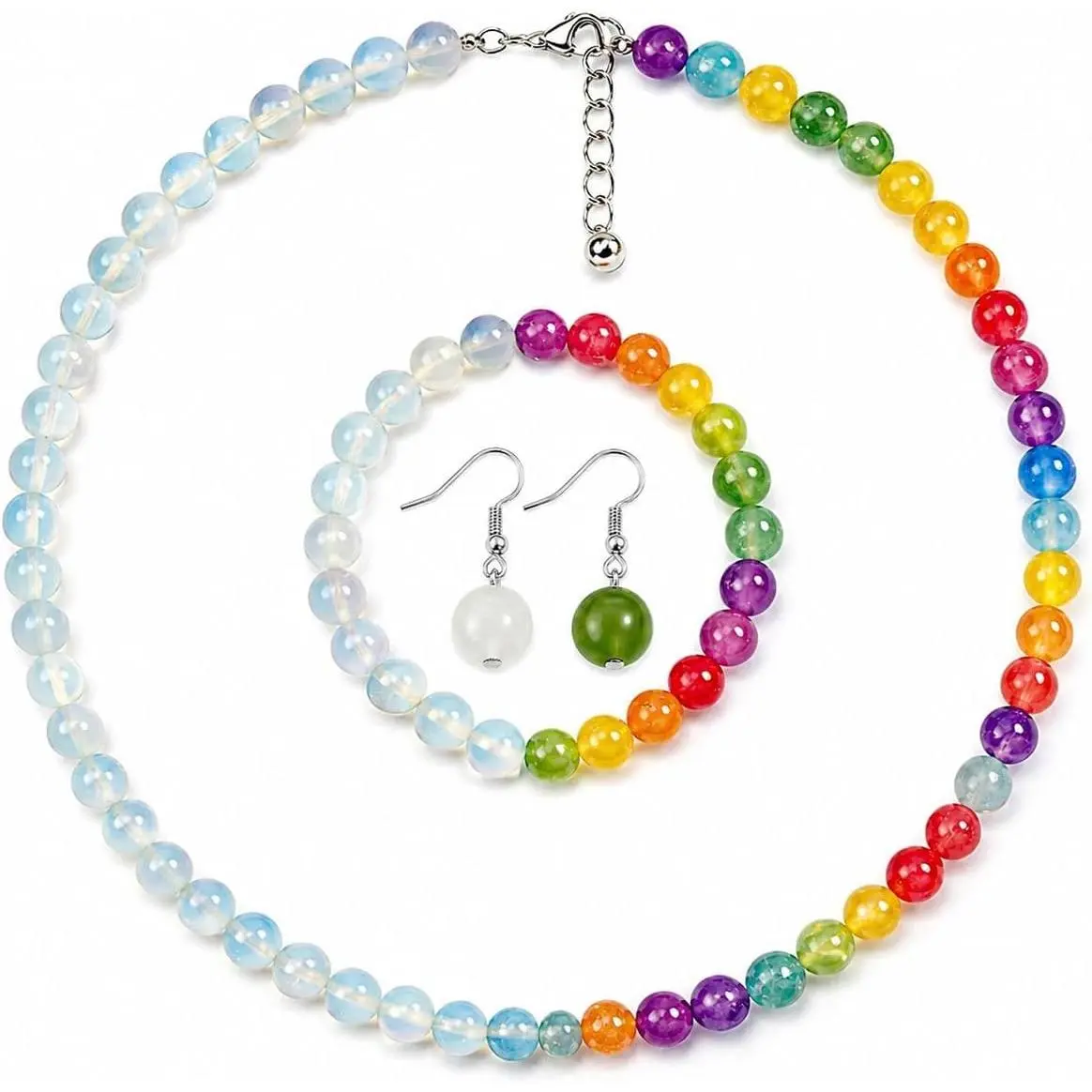 Dopamine Necklace UV Reactive Color Changing Beaded Choker for Women Rainbow Stone Necklaces  Summer Beach   Outfit
