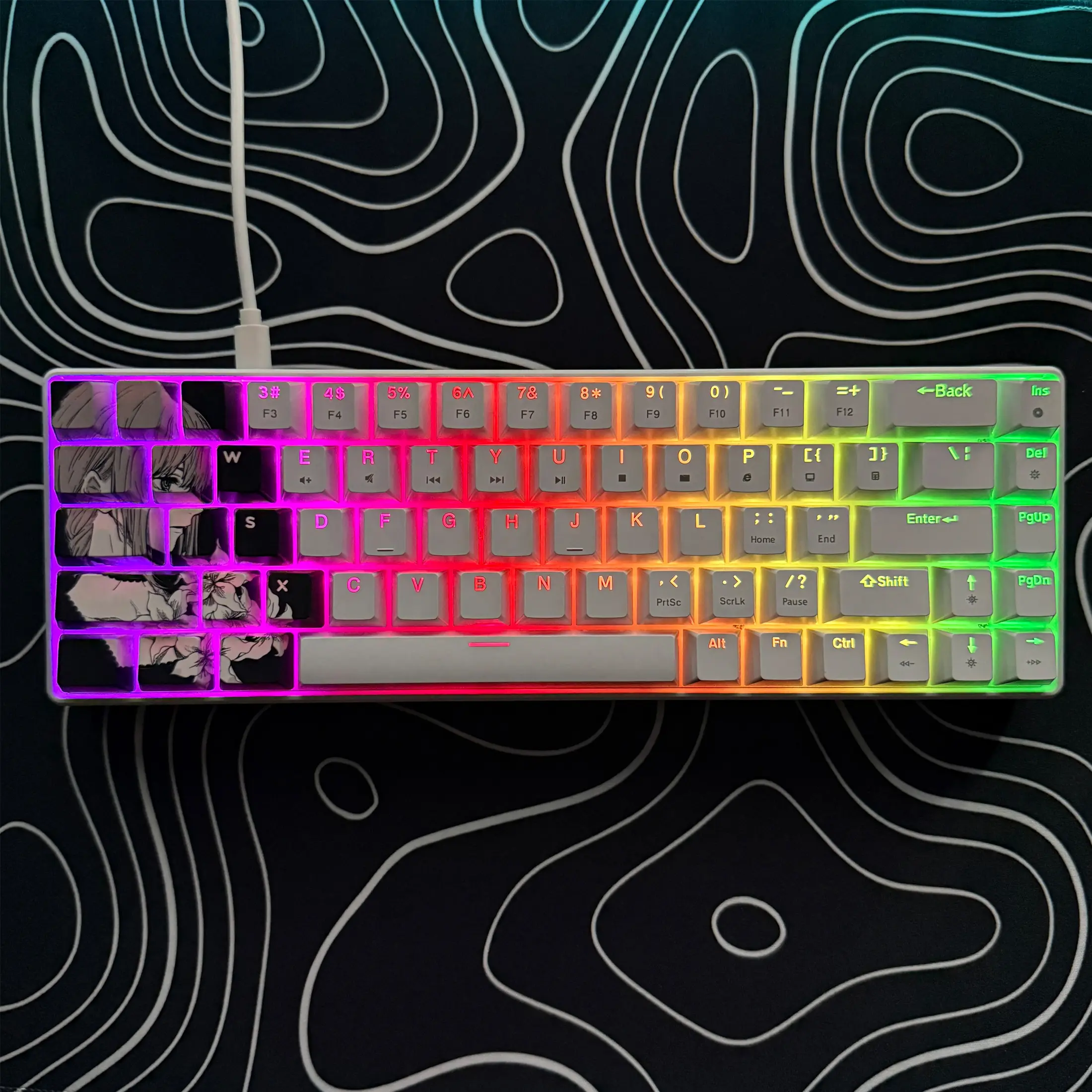 Gaming Mechanical Keyboard, Wired RGB Backlit Mini Keyboard, Ultra-Compact Anti-Ghosting 68 Keys, for PC Laptop Windows Gamer, Light Up Keyboard