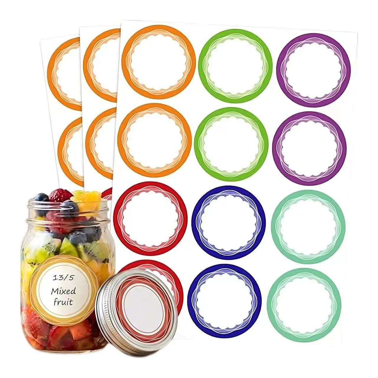 360 Pcs Canning Jar Labels, 2 Inch 6 Colors Removable Round Stickers Writable Label for Jams Jars, Bottles, Gift Wrap, Party Favors, Meal Prep, Pantry Organization, Labels for Kitchen