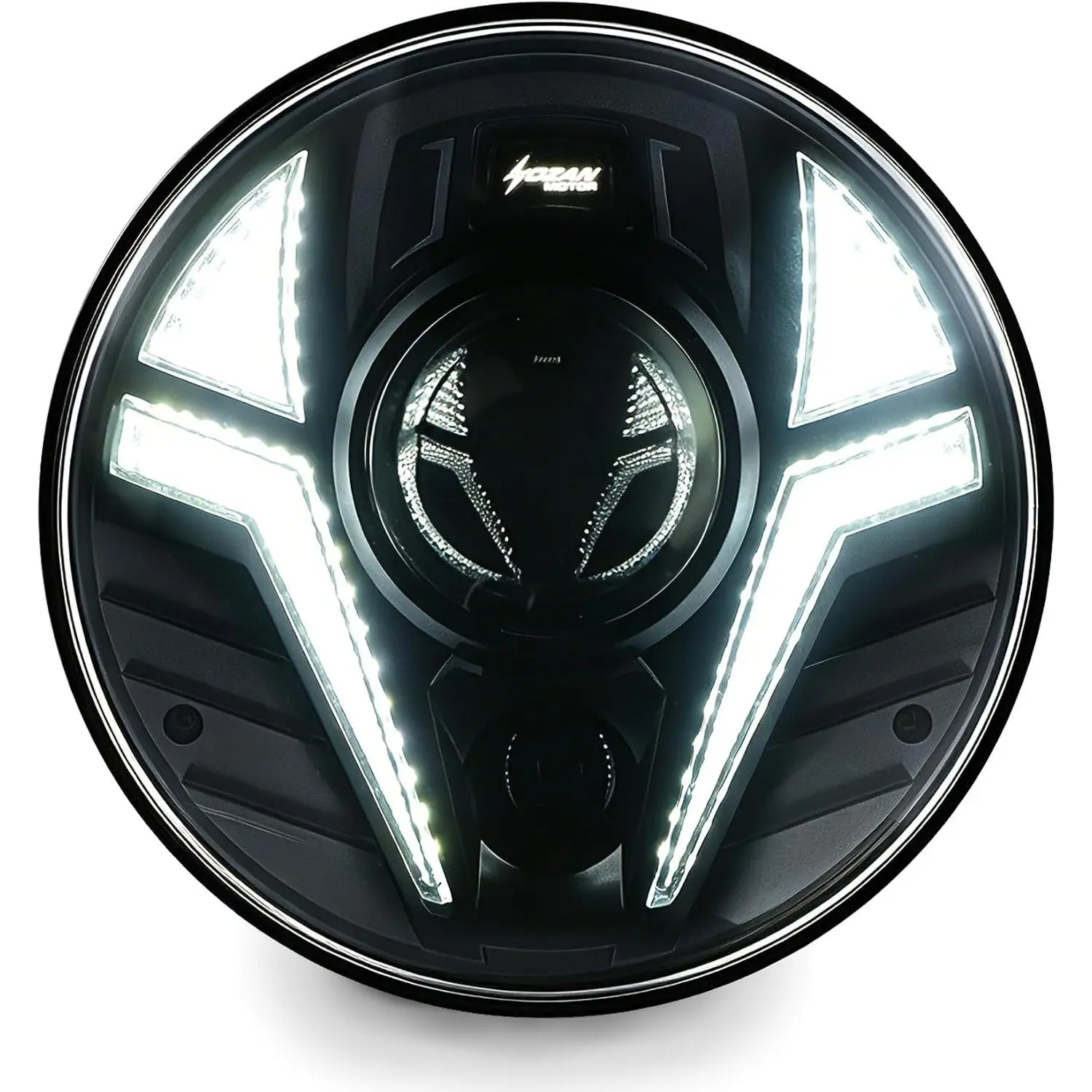 5-3/4" Motorcycle Headlight Laser Light with White DRL Amber Turn Signal Compatible with Sportster Iron 883 SuperLow XL883 XL1200,Softail Springer, Dyna Street Bob Low Rider
