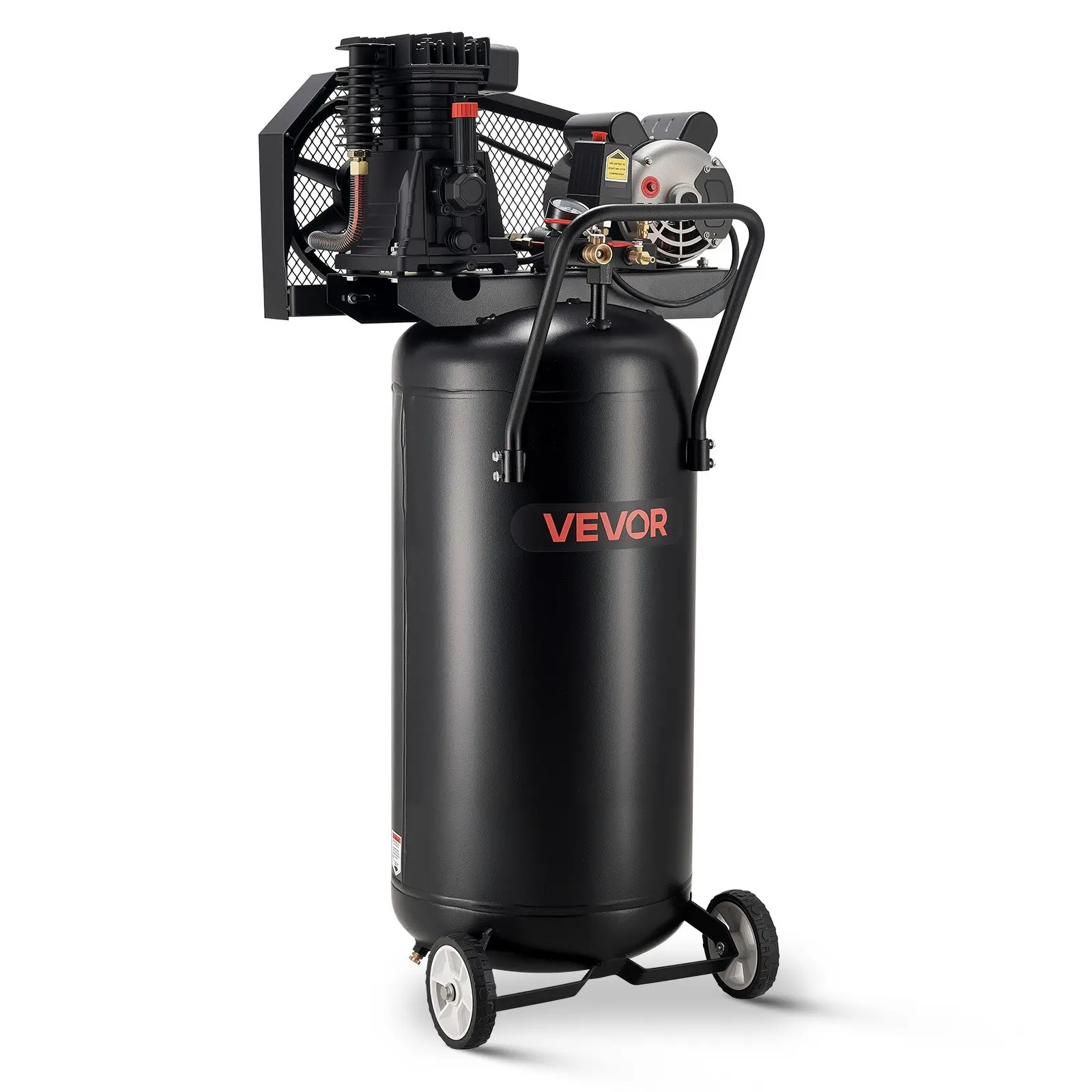 VEVOR 30-Gallon Oil-Lubricated Air Compressor, 2HP, 5.3SCFM at 90PSI, 125PSI Max Pressure Tank, 120V Portable Wheeled Unit, Oil-Lube Tool for Furniture Woodwork Nailing, Auto Repair