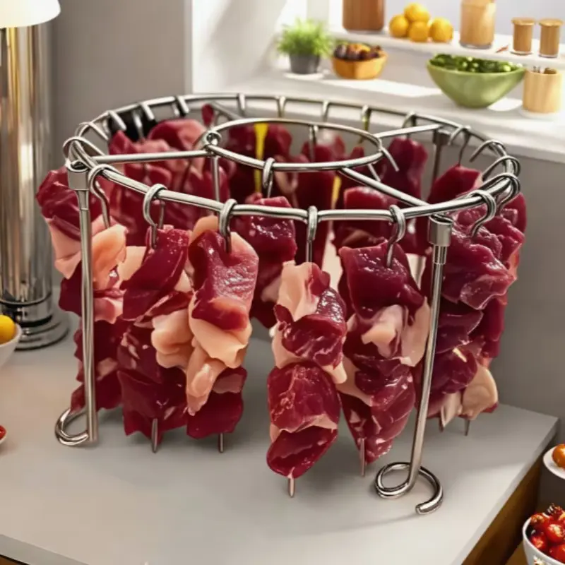 Detachable Stainless Steel Vertical Grill Rack with 24 Skewers, Ideal for 3qt-6qt Air Fryer Oven, Perfect for Kitchen and Outdoor BBQ, Barbecue Cooking Kitchen, BBQ Tools, Grilling Accessories