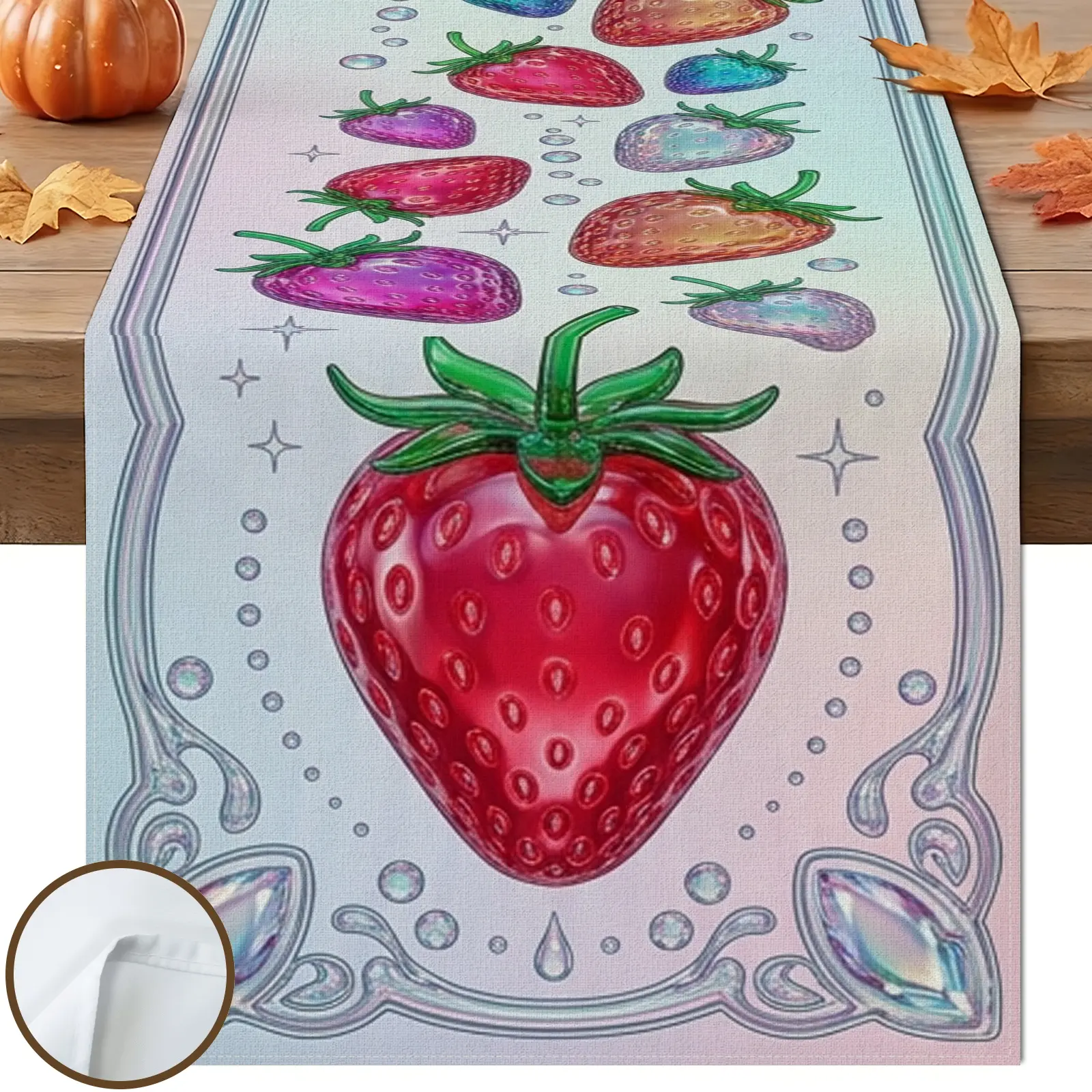 1pc Strawberry Table Runner, Cute, Colorful Glitter Print, for Dining Table Kitchen Decor Home Decor Seasonal Table Decor