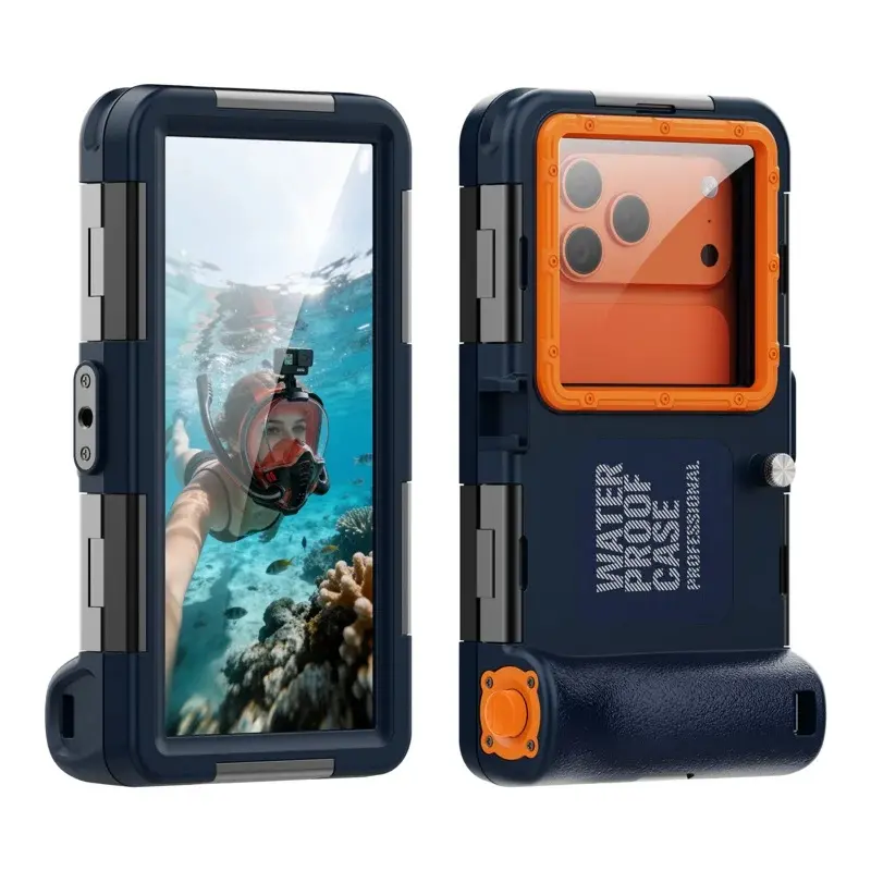 Universal 6.1-6.9 Inch Diving Waterproof Phone Case, Protective Cover, Up to 15M Underwater Photo Housing with Camera Shutter Grip and Wrist Lanyard for iPhone Samsung Huawei Google Pixel Sony Vivo