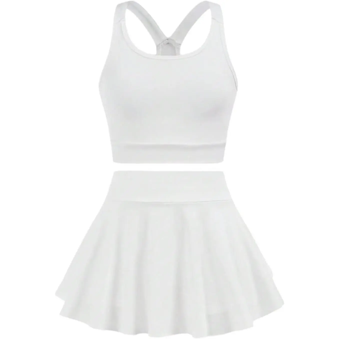 Girl's 2 Piece Workout Outfits Yoga Crop Tank Top and Skort Athletic Sets Dance Outfits