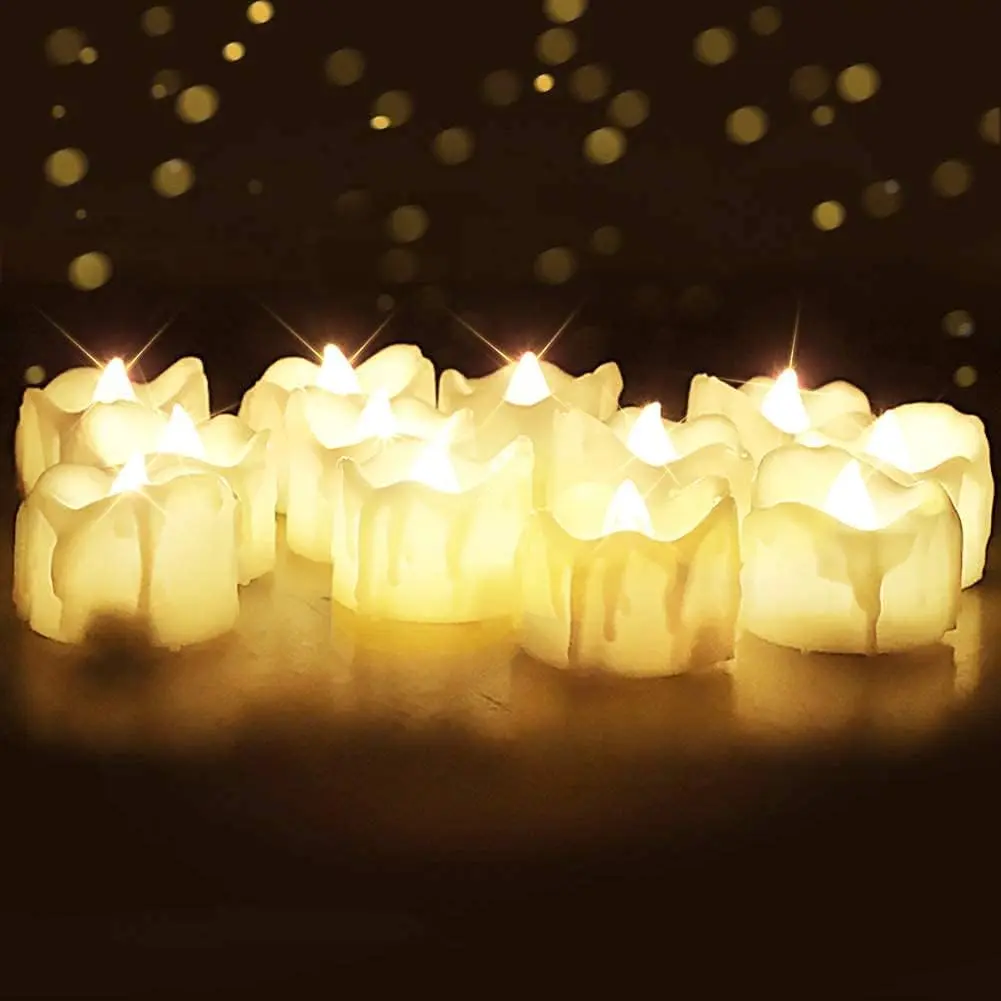 12-Pack   Lights with Timer  in, Auto- 6H Daily | Flickering Flameless LED Tealight Votive Candles for Lanterns, Centerpieces, Mantels and Traditional Decor, No Remote