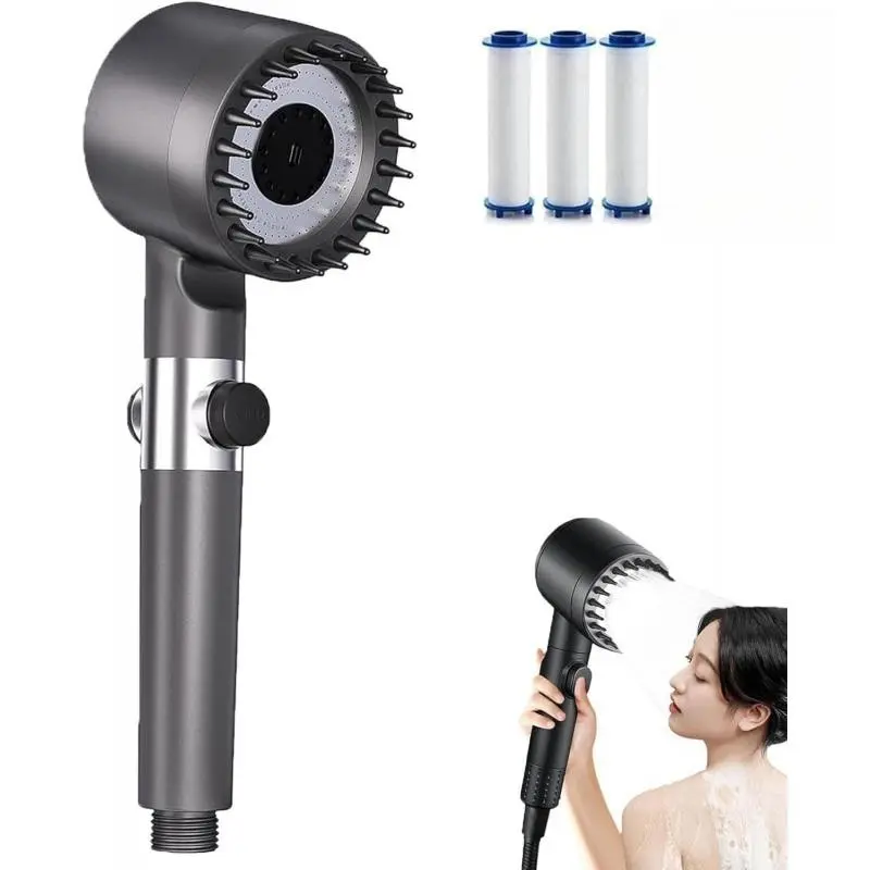 Hard Water Solution: Ion Drops Filtered Shower Head - 2026 NEW High Pressure Handheld with 5 Filters, 59in Hose & Bracket - Soften Skin, Reduce Dry Hair & Clean Your Bathroom Effortlessly filter bead softener massaging itchy high-pressure bathing pet