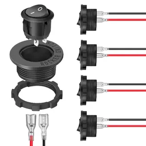 Nilight 5PCS ON Off Round SPST 20mm Mini 12 Volt DC 2 Pin Circle Toggle Switch with 160mm Wiring Harness