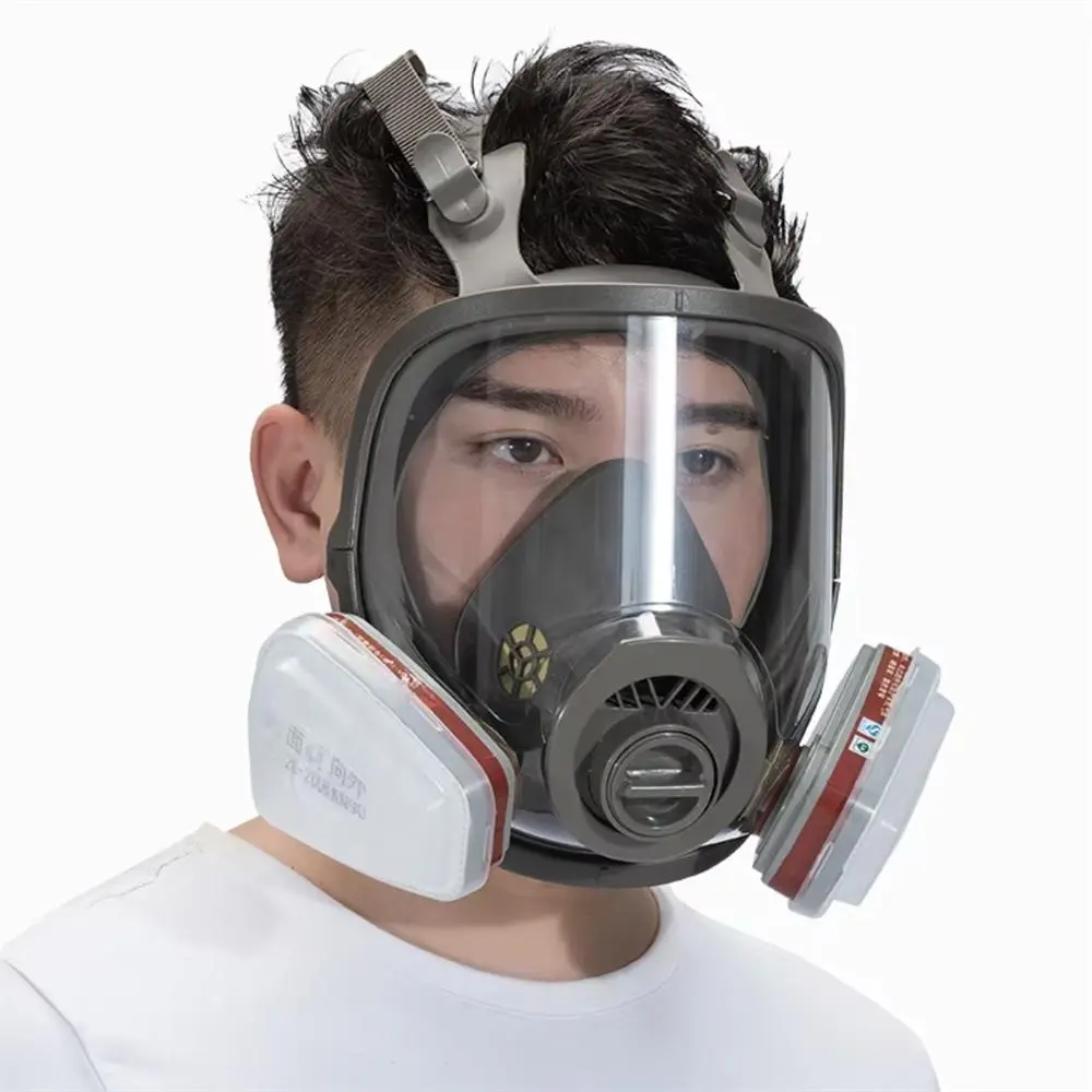 7 in 1 Full Face Gas Respirator Mask, Activated Carbon Filter for Gases Dust Organic Vapor Protection, Essential Safety Gear, Safety Equipment