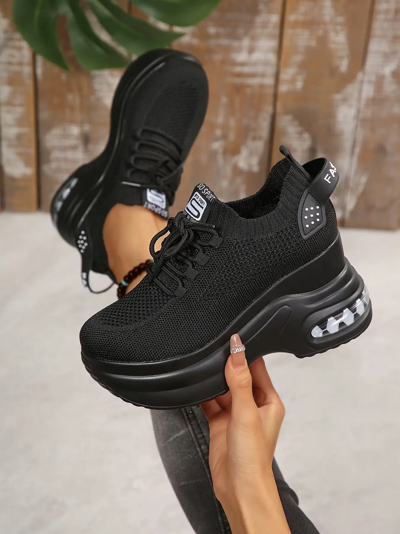 Women's High Wedge Platform Walking Shoes, Casual Breathable Shoes, Elastic Breathable Mesh Fabric, Roomy Toe Box And Cushioned Air Sole, Commutes, Shopping, No Foot Soreness After Long Hours Of Walking And Standing