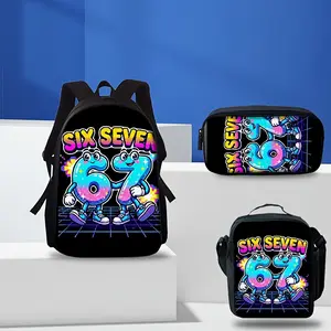 3pcs Set 67 Backpack, Dazzling Stage-Style Printed Tote Bag and Backpack, Lightweight Daily Use Backpack Set, Stylish Commuter Bag and Large-Capacity Travel Bag with Storage Pockets, for Teenager