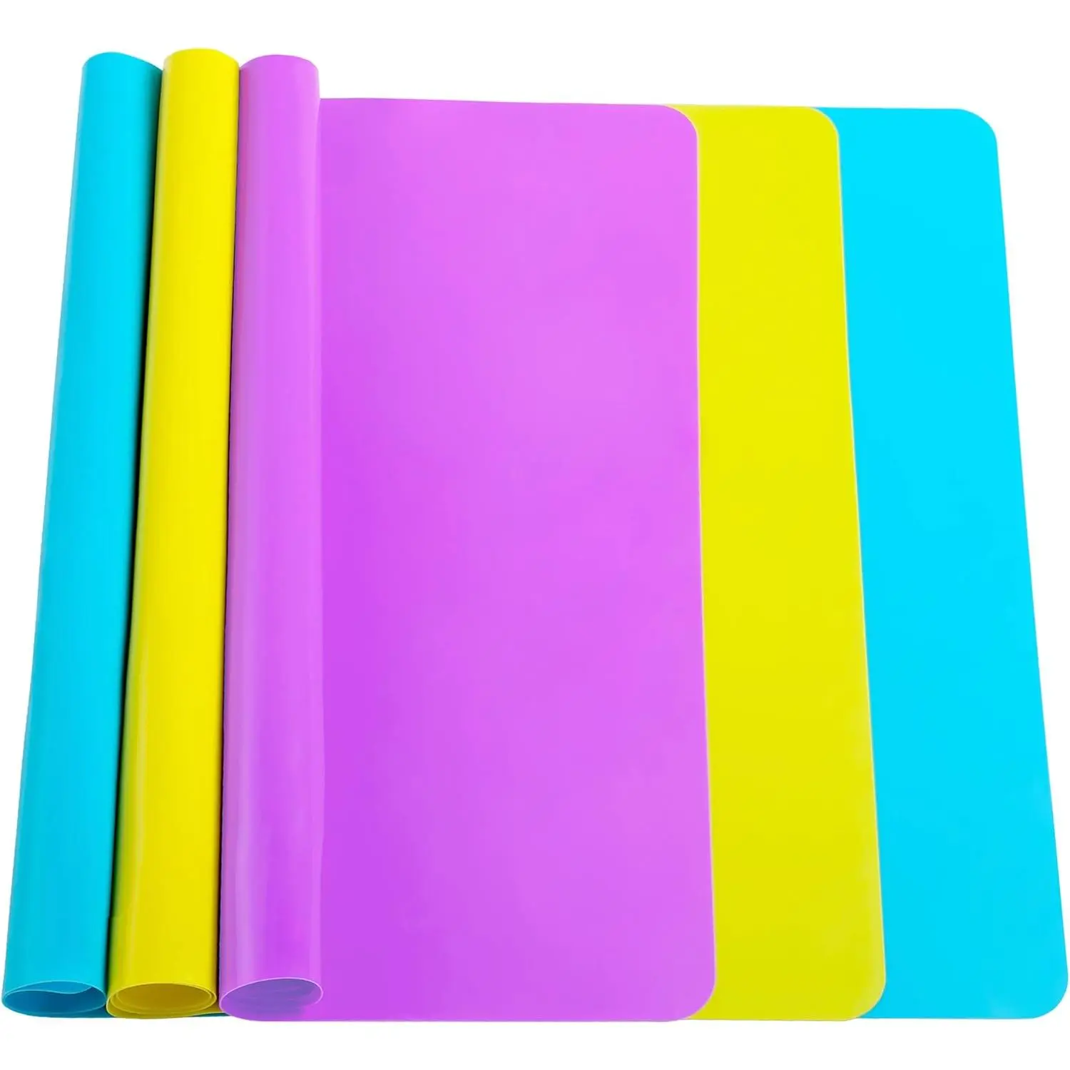 3 count Silicone mat Large Silicone Sheets for Crafts, Liquid, Resin Jewelry Casting Molds Mat, Silicone Placemat 15.7” x 11.8” (Blue& Purple & Yellow)