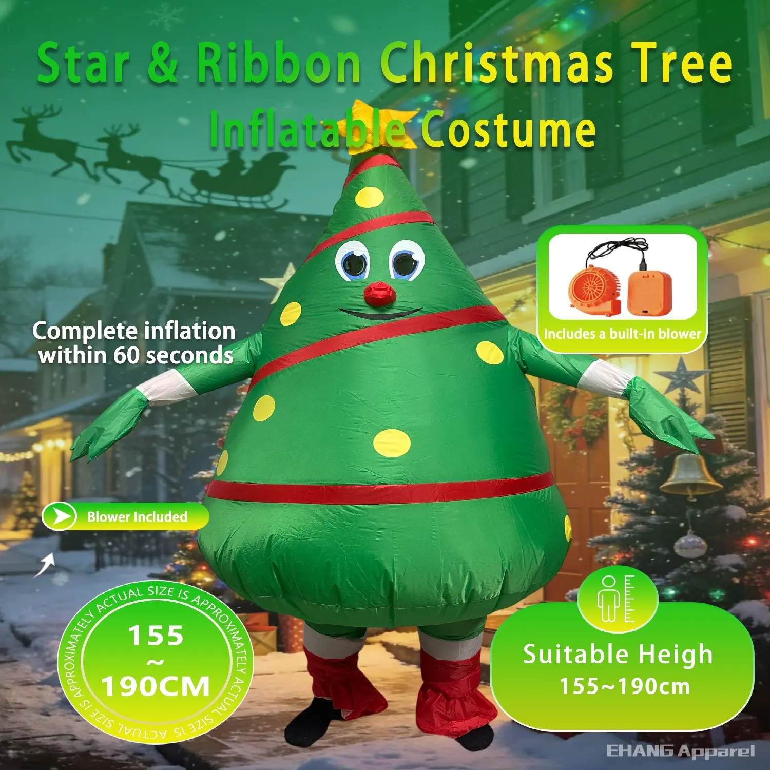 Adult Inflatable Costume for Carnival, Christmas, Easter, Halloween Parties, Star Ribbon Santa Claus Suit, Perfect for Men's