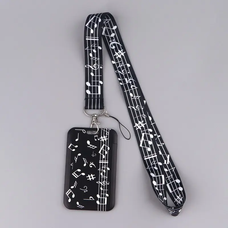 and Music Note Card Sleeve, Student ID Holder with Lanyard, Campus Badge Protector, Ideal Gift for Musicians