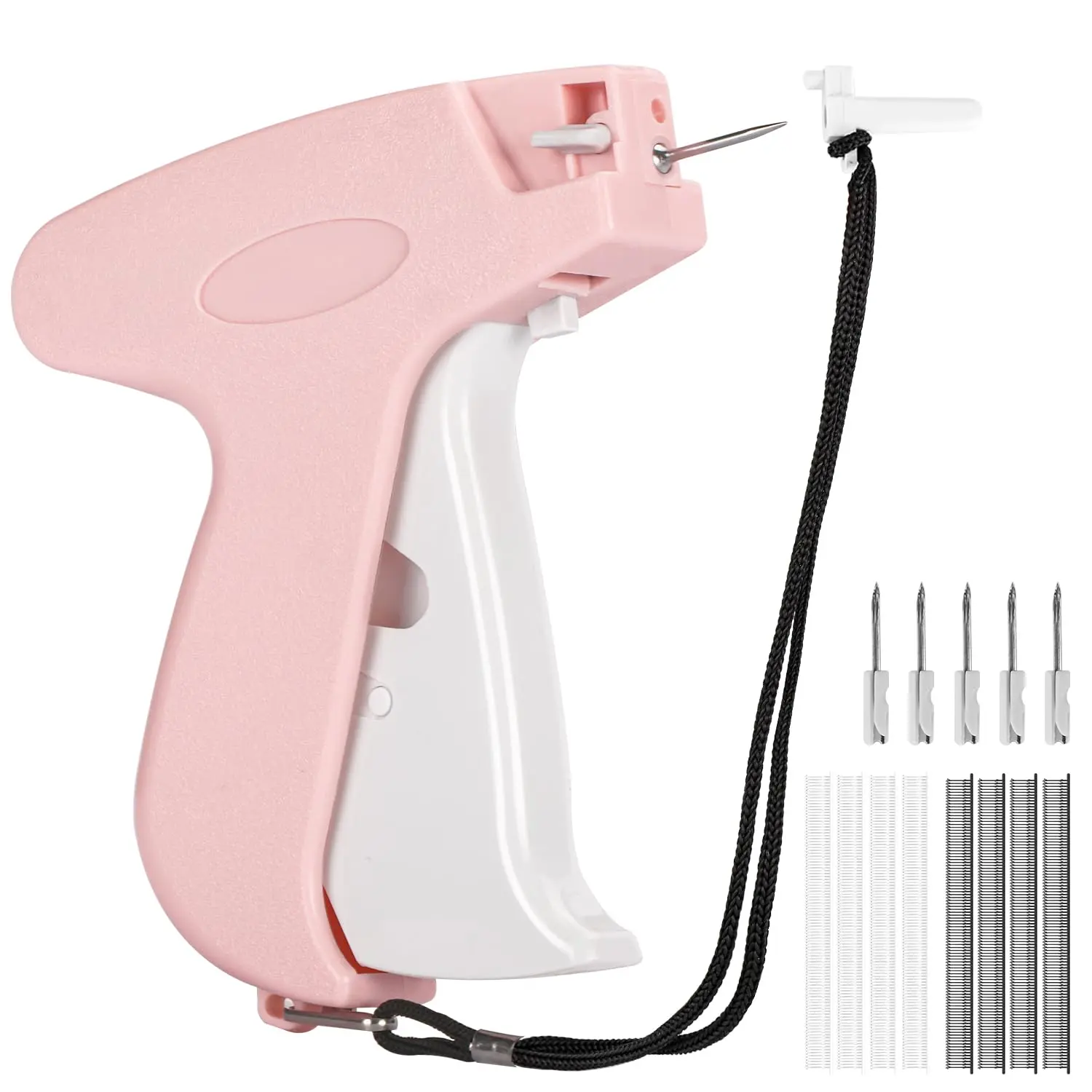 Mini Fabric Stitch Tool - Quick Clothing Fixer for Quilting/Hemming, Tagging Tool with 5 Fine Needles, 500 Black & 500 White Micro Fasteners