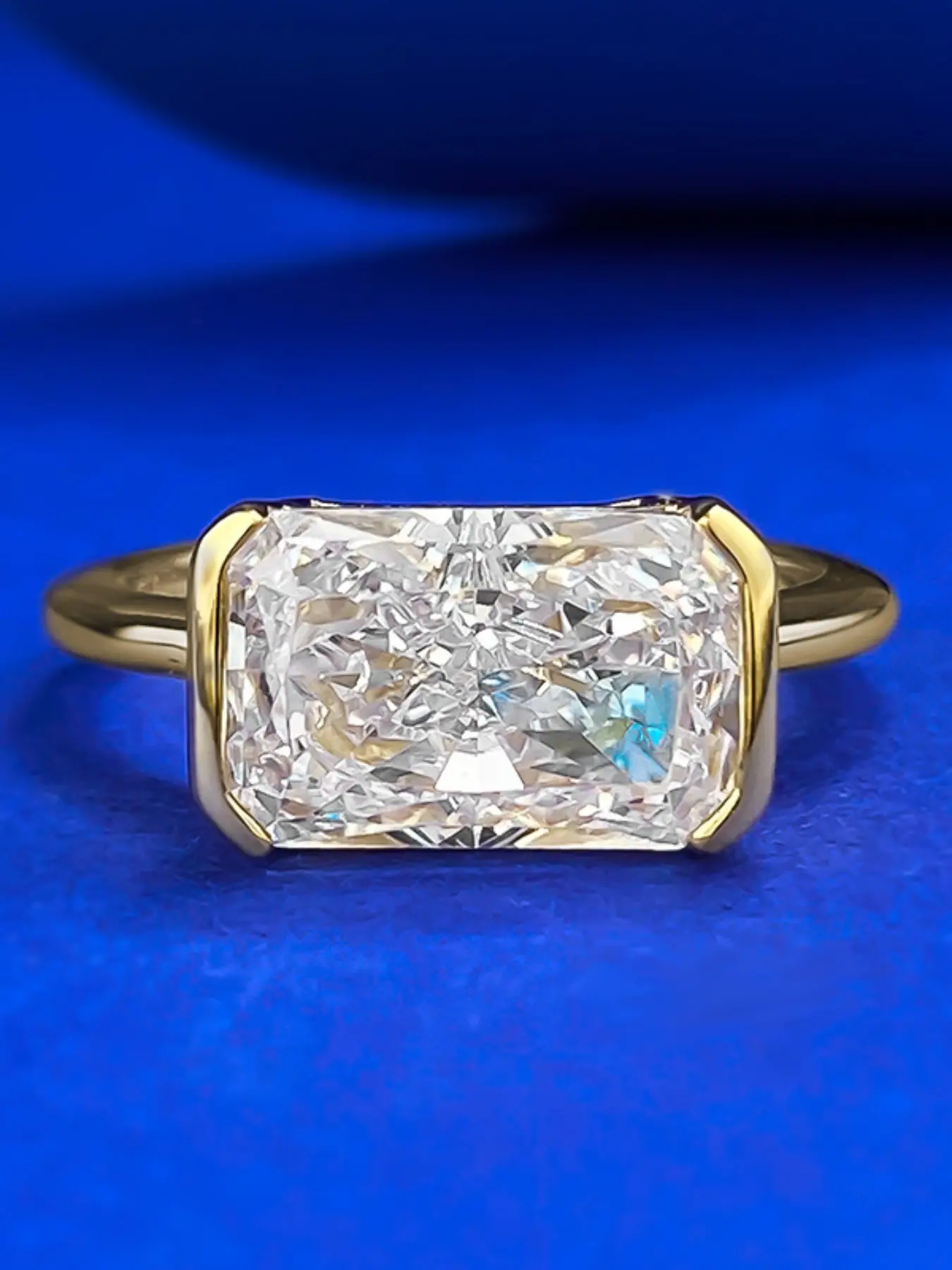 Elegant Rectangle Shaped Engagement Ring, 6*8mm White Artificial Gemstone Ring, Fashion Jewelry Accessories for Women
