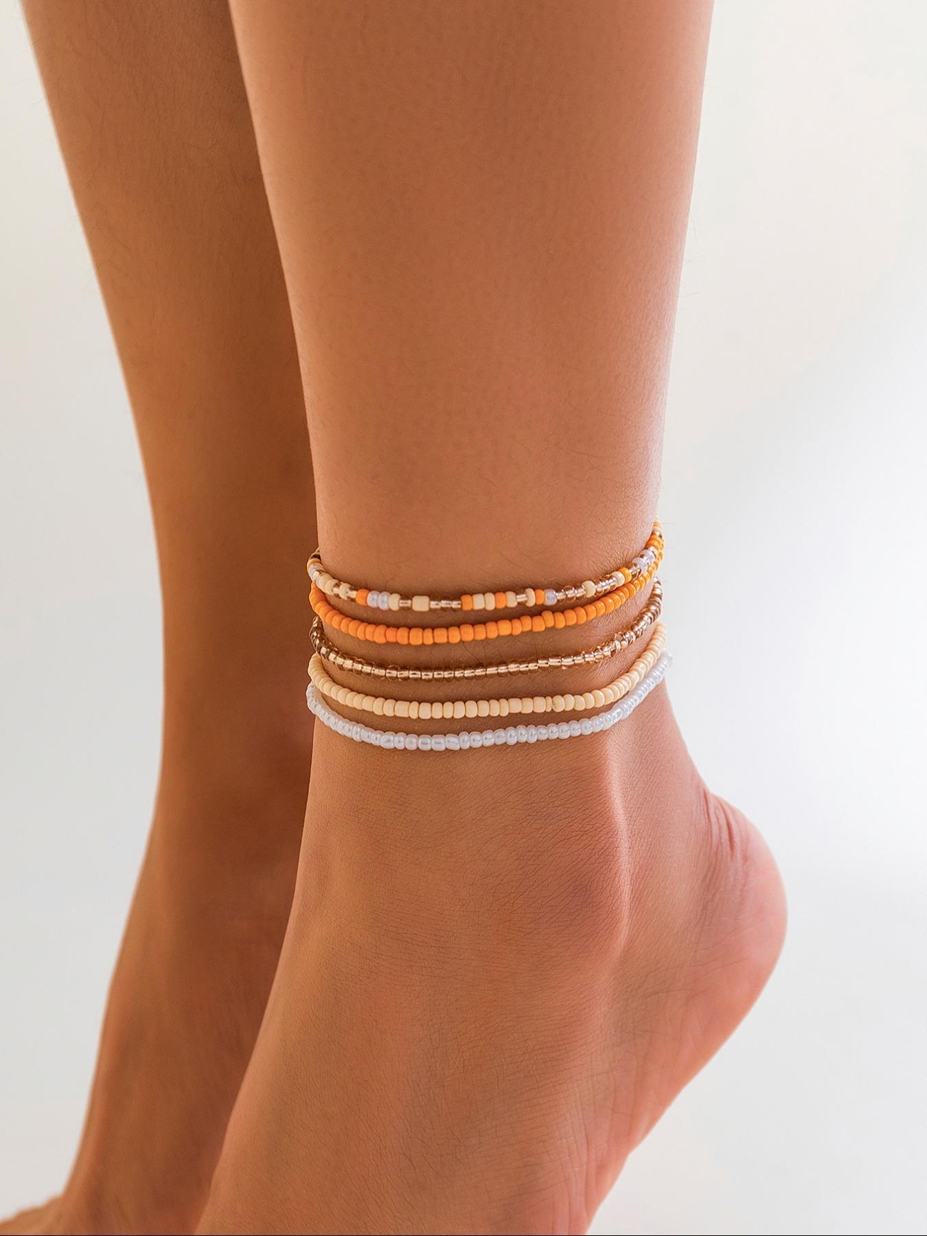 Boho Style, Boho Chic Beaded Decoration Colorful Anklet for Women & Girls, Teenage Girl Jewellery Accessories, Gifts for Girlfriend, Fashion Decoration Jewelry for Party, Daily Clothing Decor, Daily Wear