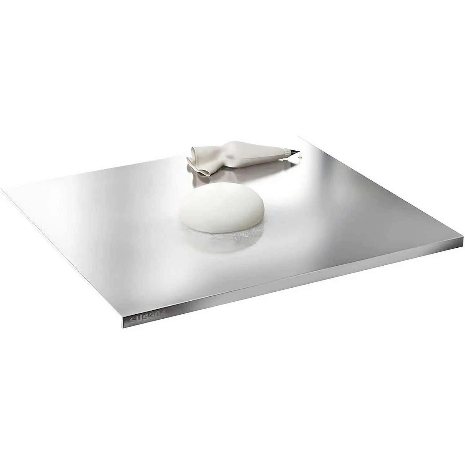 Stainless Steel Cutting Boards for Kitchen, 304 Stainless Steel Chopping Boards with Lip and Non-slip Silicone Pad for Cutting Meats Fruits, Easy To Clean (15.7 * 19.6 * 0.06inch)