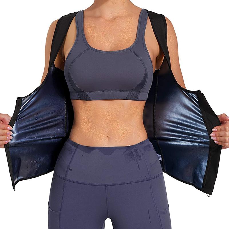 Women Sauna Shaper Vest Sweat Shapewear Tank Top Compression Vest Waist Trainer Corset Gym Fitness Workout Zipper Shirts