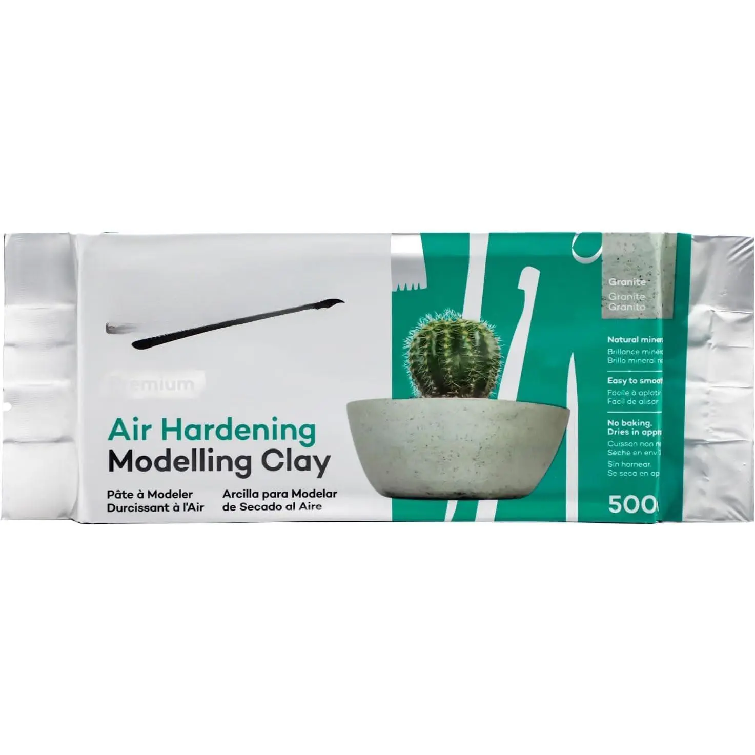 Air Hardening Modelling Clay 1.1lb (500g) in Granite, Stone Colored Clay for Sculpting, Subtle Shimmer Effect, Ideal for Professional Modelling and Crafts