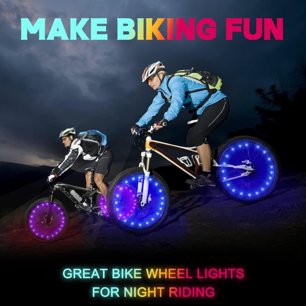2 Tire Pack LED  Wheel Lights Ultra Bright  Bicycle Spoke Lights Cycling Decoration Safety  Tire Strip Light for  Adults Night Riding