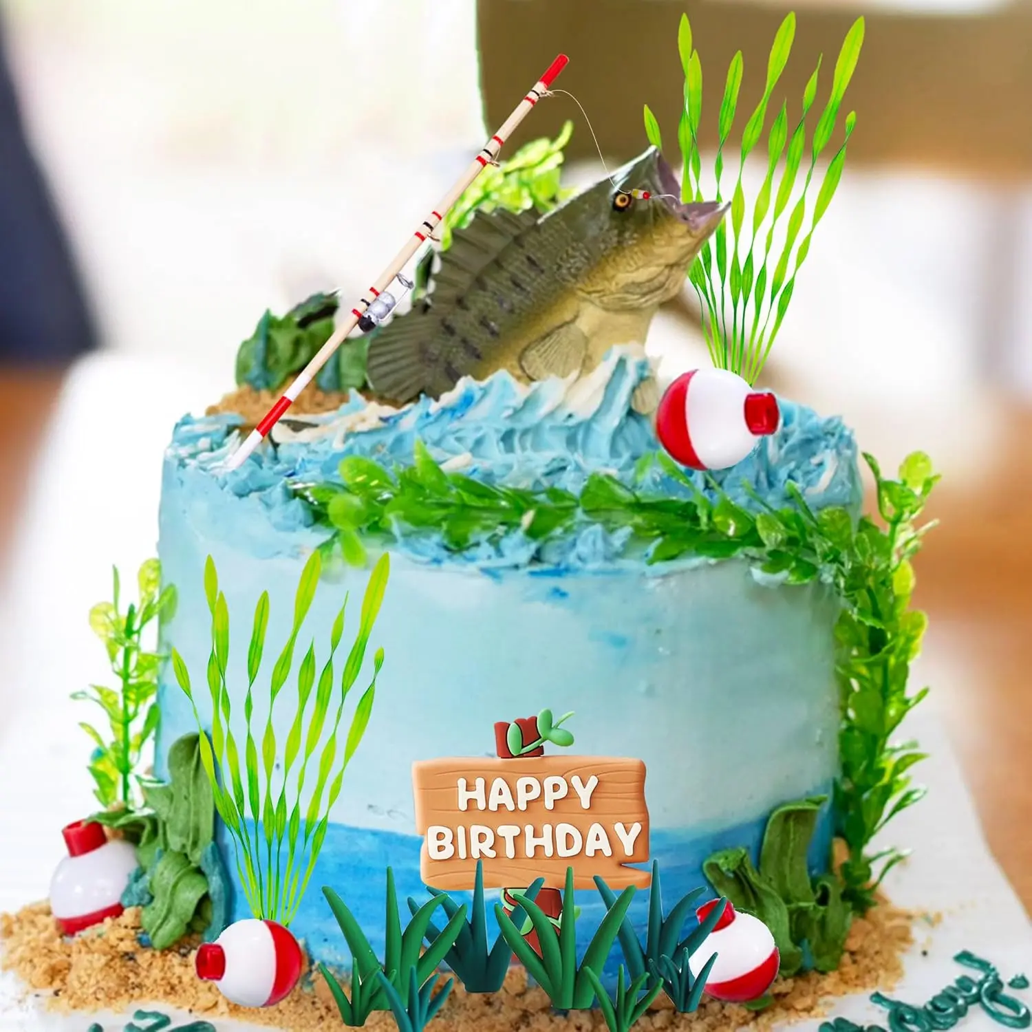 Fishing Cake Topper Fishing Birthday Decorations Gone Fishing Cake Topper Fishing Birthday Party Decorations for Baby Shower Birthday Party Supplies