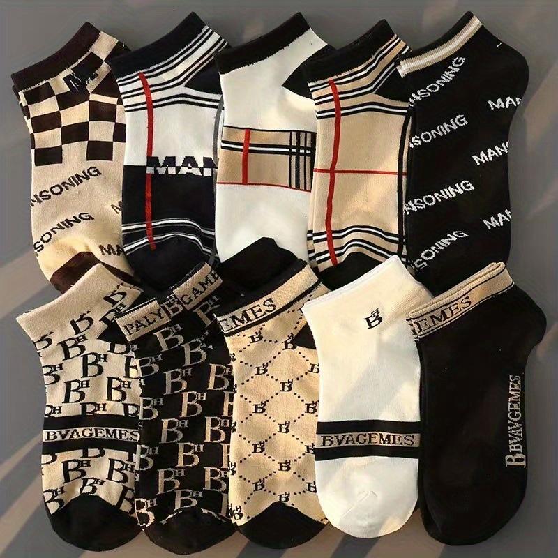 10/20 Pairs of Hot Selling Men's Fashionable, Elastic, Comfortable, Breathable Boat Shaped Low Cut Knitted Ankle Socks, Sports Socks, Suitable for Daily Outdoor Activities and Holiday Gifts Menswear Tropical SpringStatements