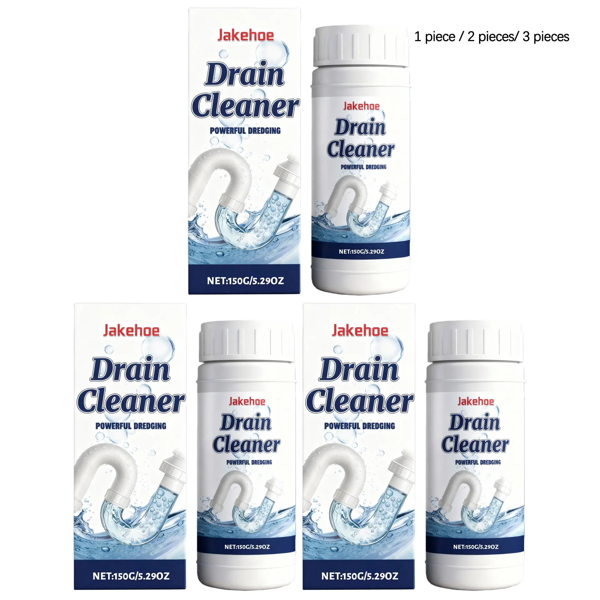 Pipe Unblocker (150g/150g*2/150g*3), Deep Cleaning Deodorizer, Kitchen Toilet Drains, Active Ingredients, Multi-Effect Maintenance, Essential Daily Deodorizer
